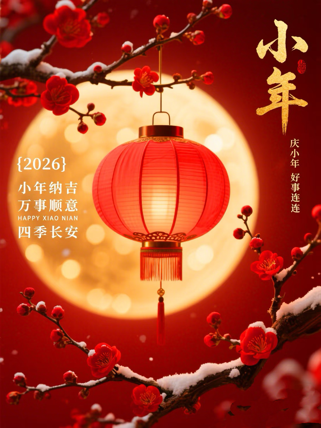 小年到来愿吉祥健康长寿顺其自然福如东海寿比南山家庭幸福乐常伴