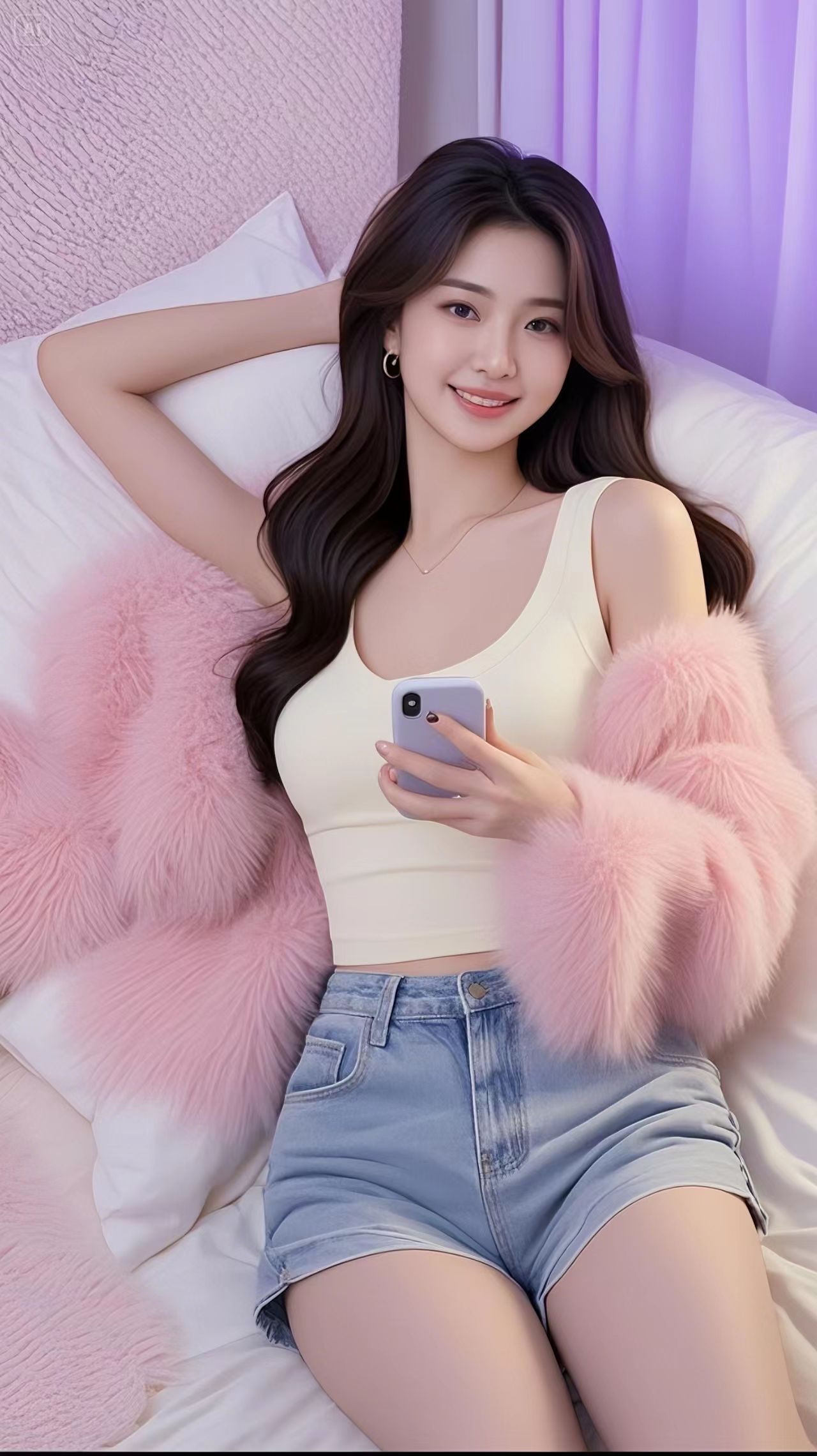 穿上最爱的短款背心,搭上俏皮牛仔短裤,再裹上温