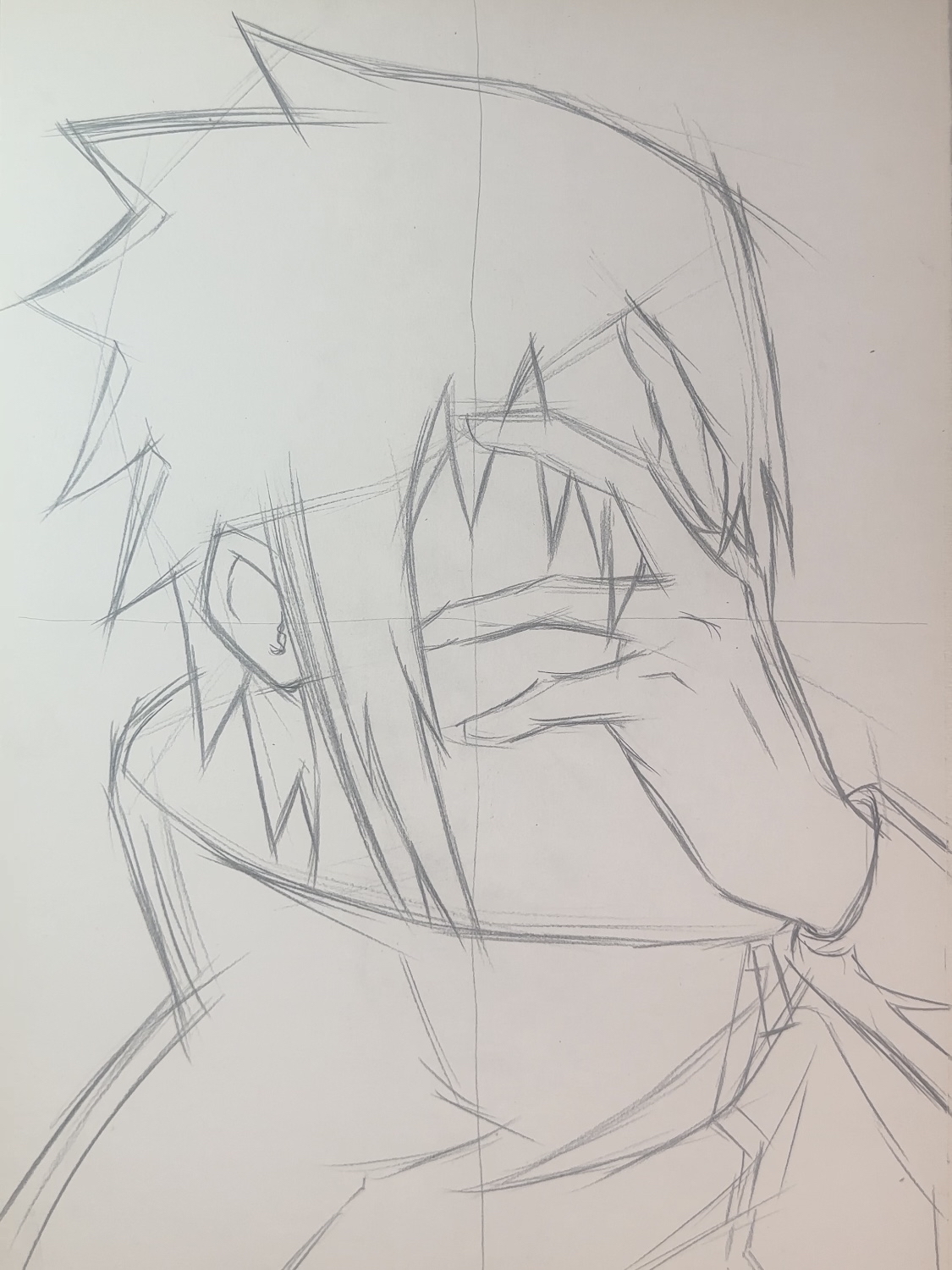 阿玛特拉斯下最帅气的宇智波佐助绘画过程图