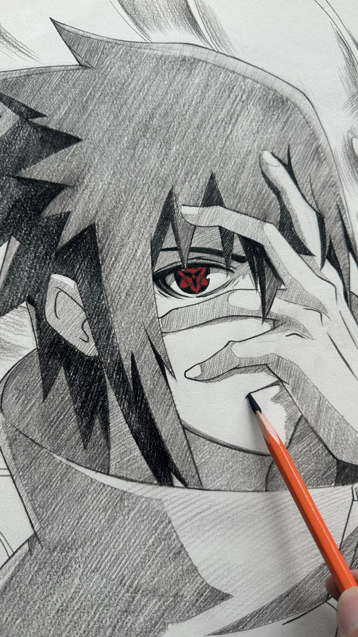 粉丝想看的宇智波佐助素描排线绘画完成版解压画法