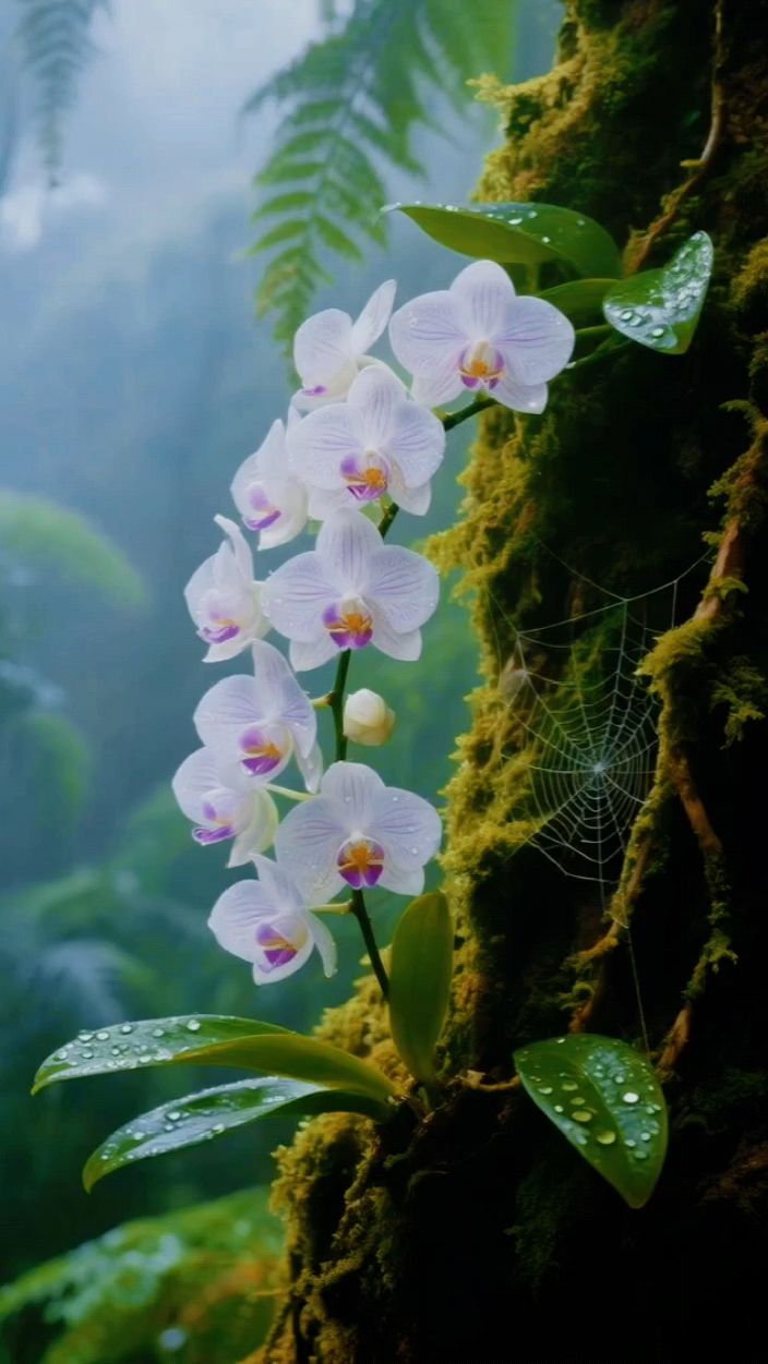 白色兰花,清新自然,宛如仙境