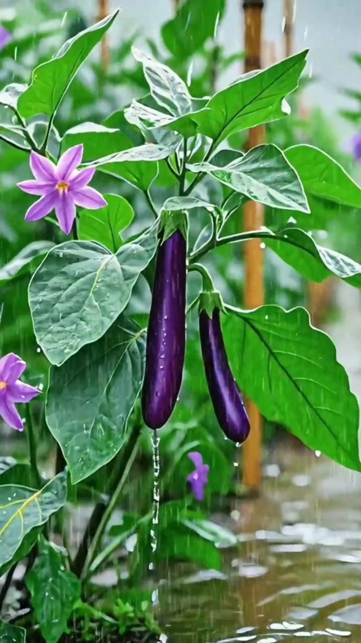 雨中紫茄花,清新自然美