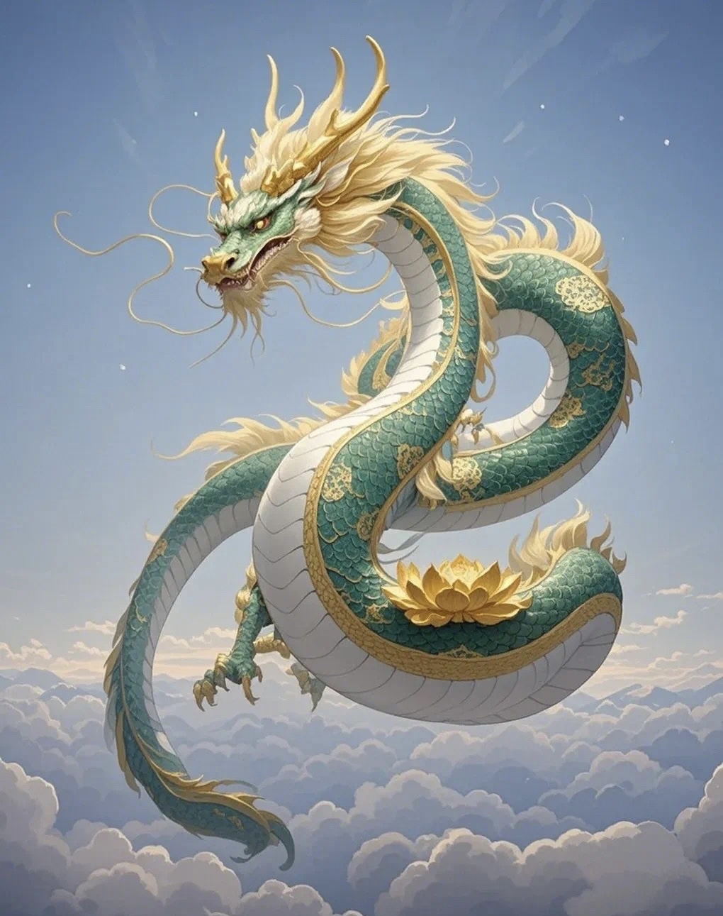 神龙降世-苍穹之下的威严与祥瑞 在浩渺的天际与翻
