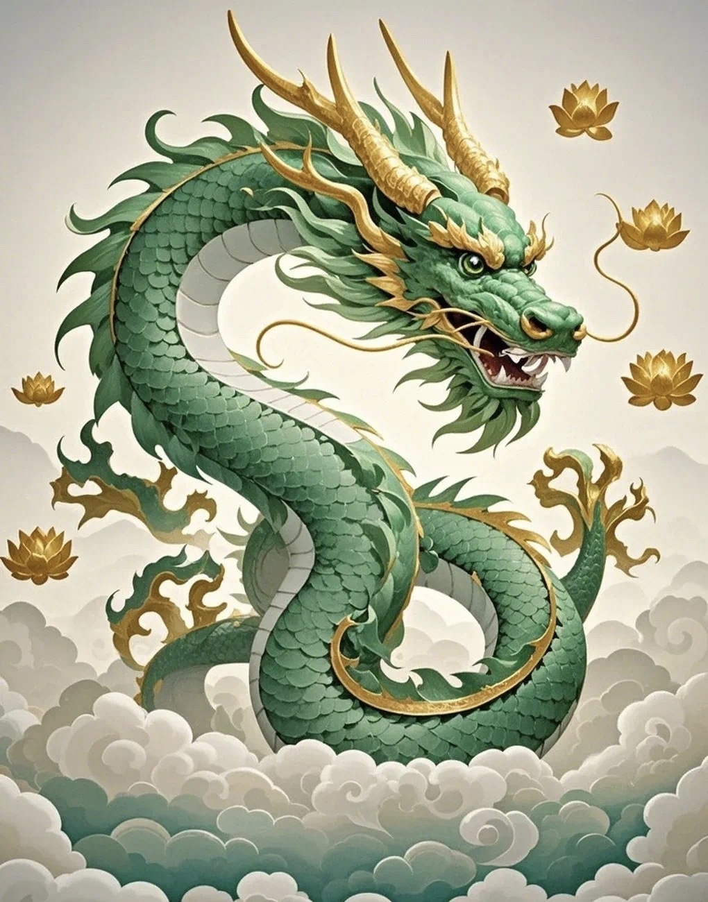 苍穹之下的威严与祥瑞 在浩渺的天际与翻腾的云海之间,一条