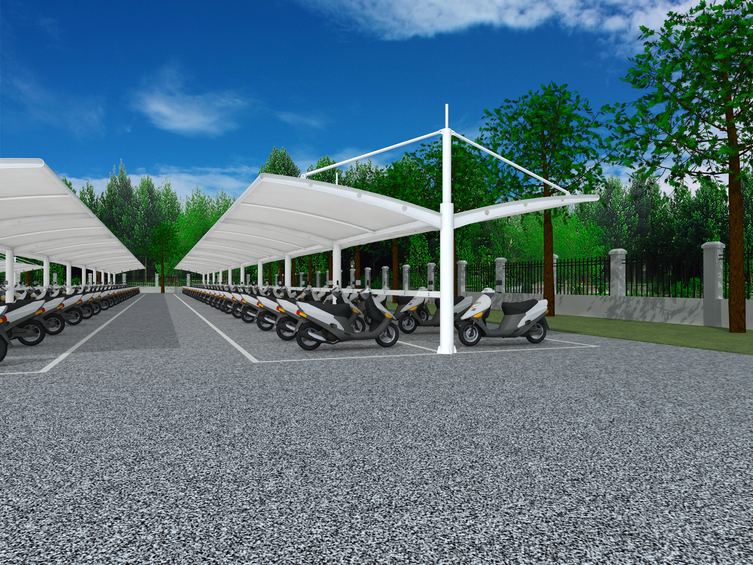 嘉兴工厂停车场遮阳工程,车位防晒遮阳篷挡雨棚,绍兴电动遥控伸缩棚