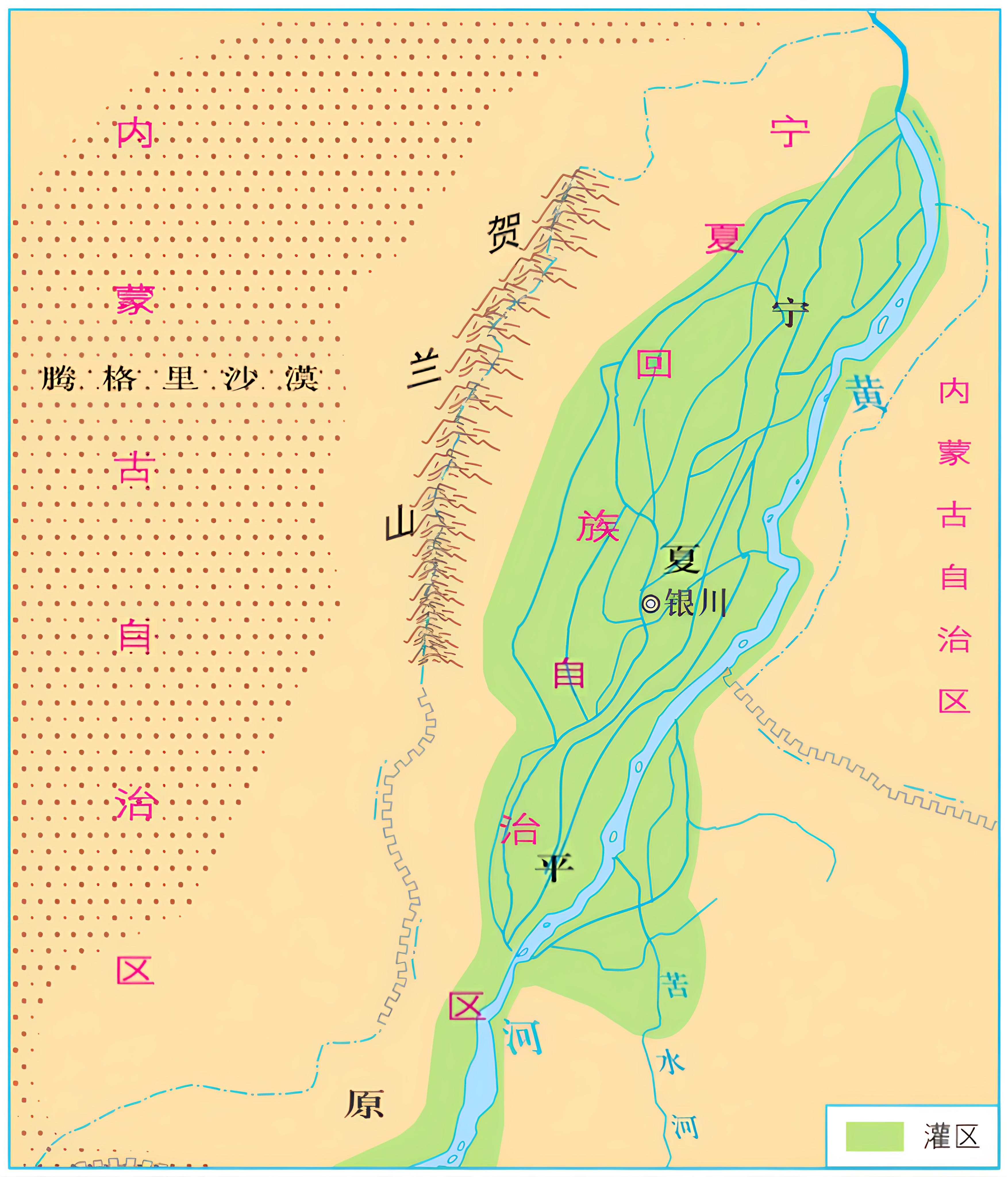 宁夏平原灌溉区分布图