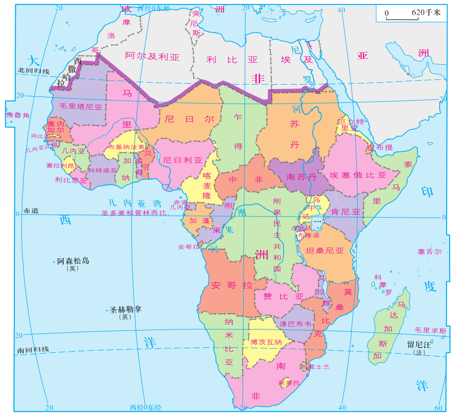 非洲地形图 非洲行政区划图 非洲的主要矿产资源分布图 非洲的气候