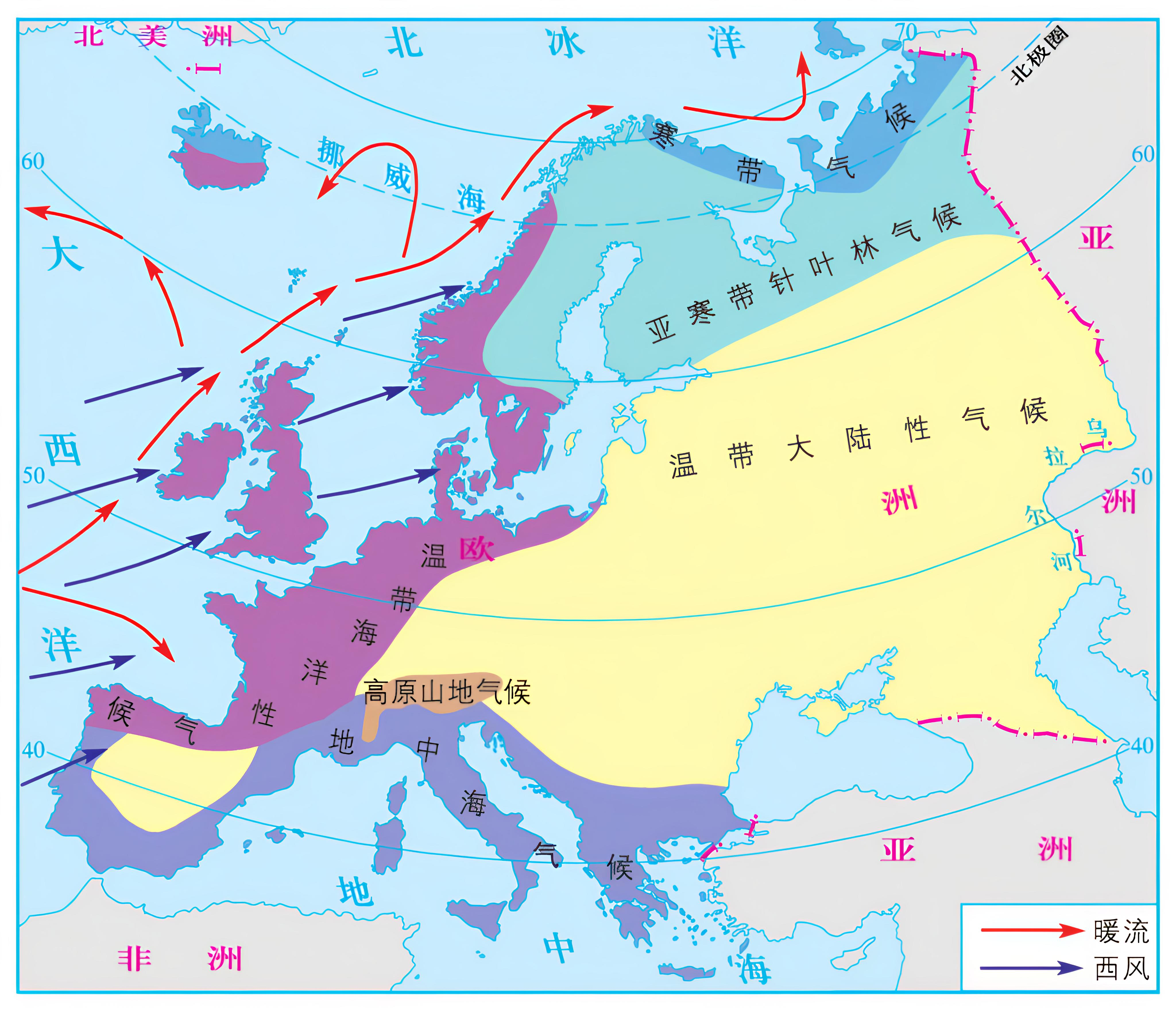不同大洲气候类型分布图