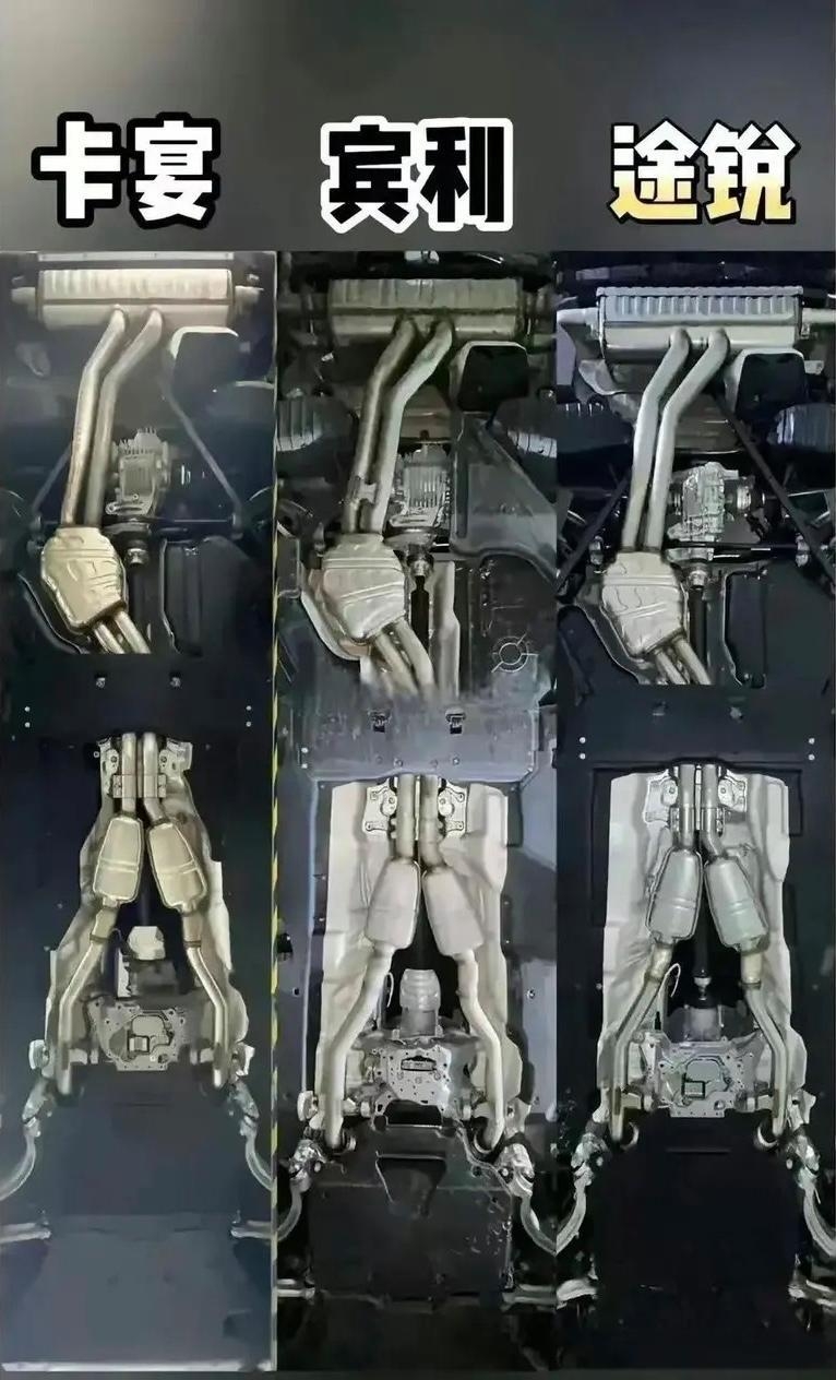 咱来瞧瞧,保时捷卡宴,宾利添越,还有大众途锐,这三辆车的底盘部件,能