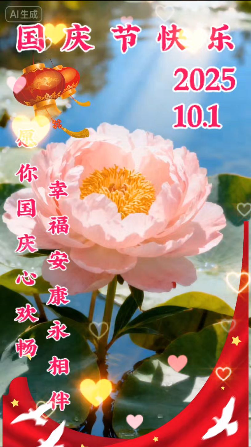 一面国旗一份情,晨练老人贺国庆