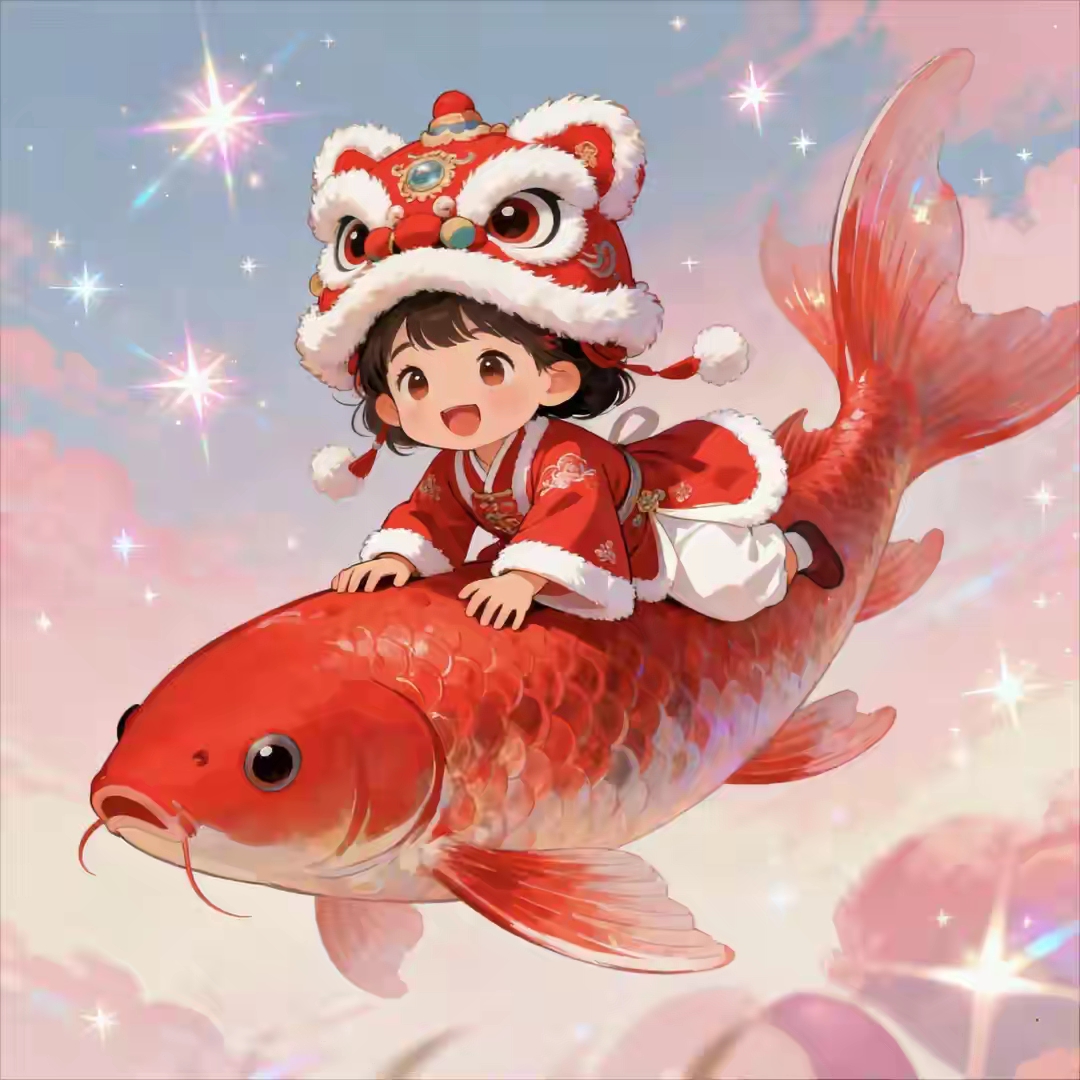 锦鲤女孩头像,好运连连