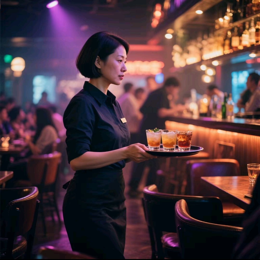 买了车还开了店,我的记忆里就是挺有钱的,我梦到她在一个酒吧里打工