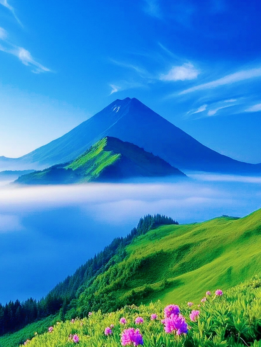 大自然蓝色风景头像