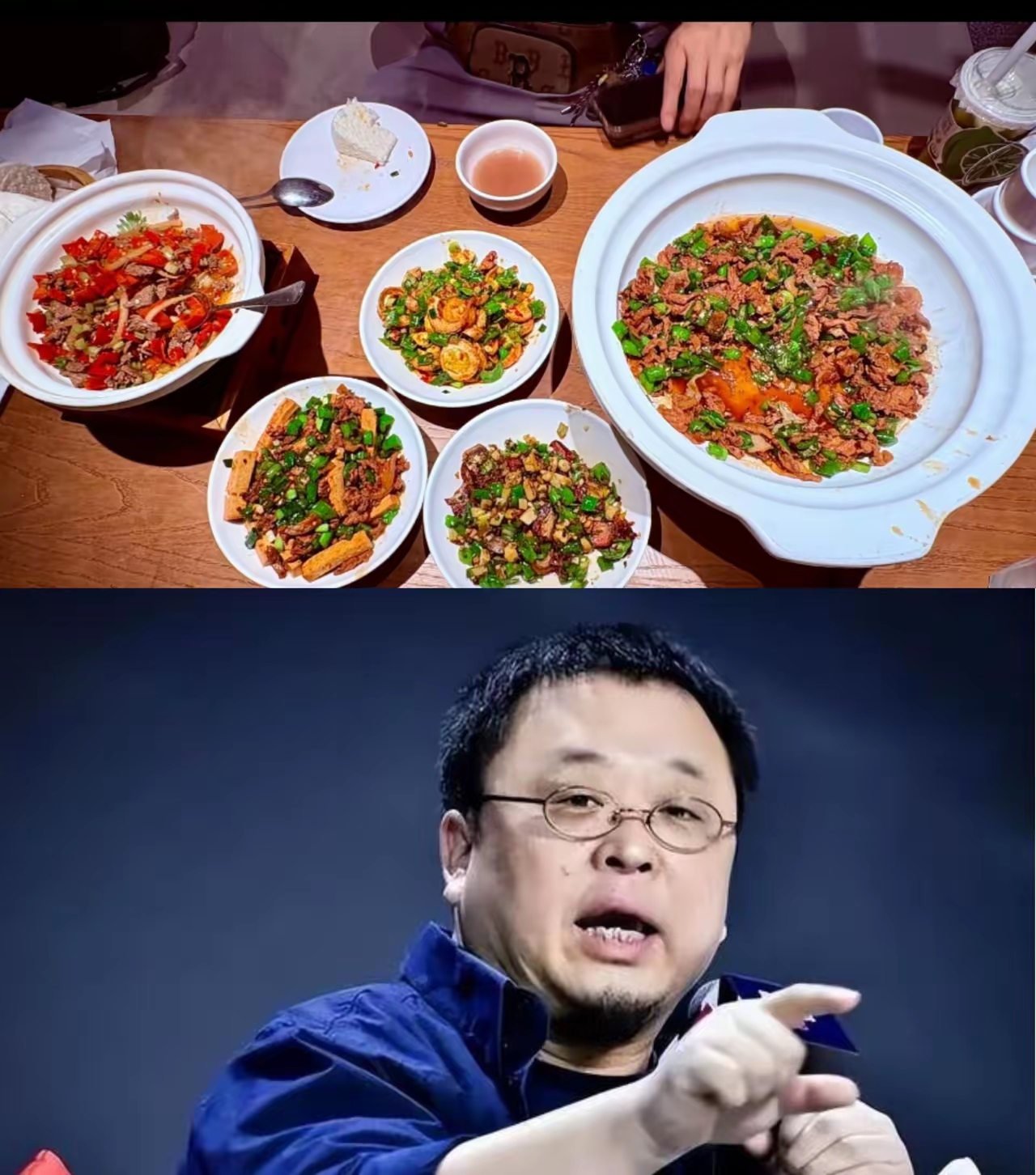 继在西贝用餐后出差几天一回上海的罗永浩第二站去吃的是锅气湖南菜