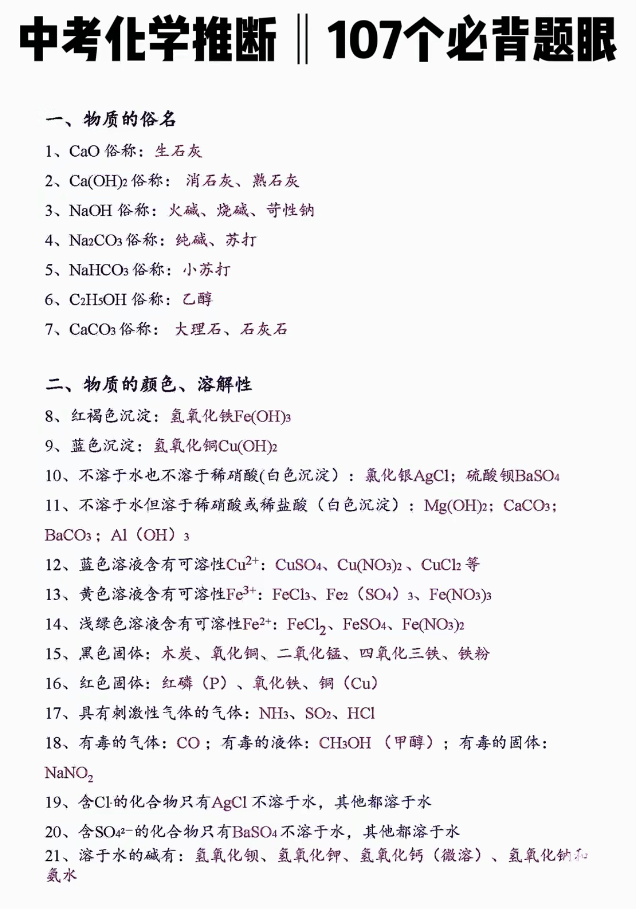 关于化学推断题解题技巧（中考高频）的信息