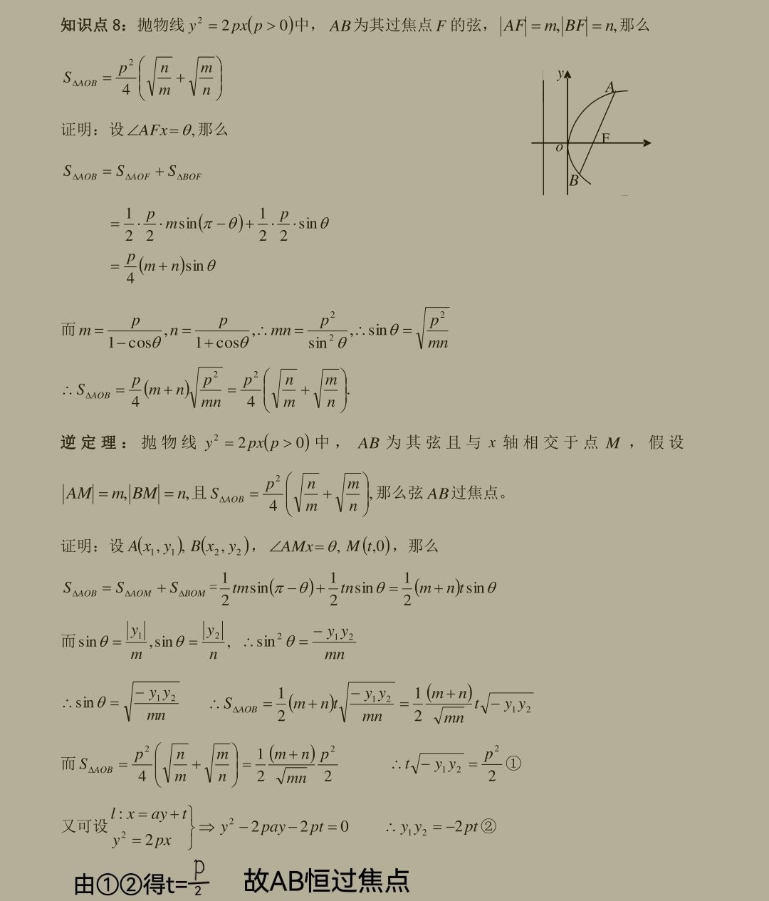若过抛物线y^2=2px焦点f且斜为k的直线交物物线于ab两点