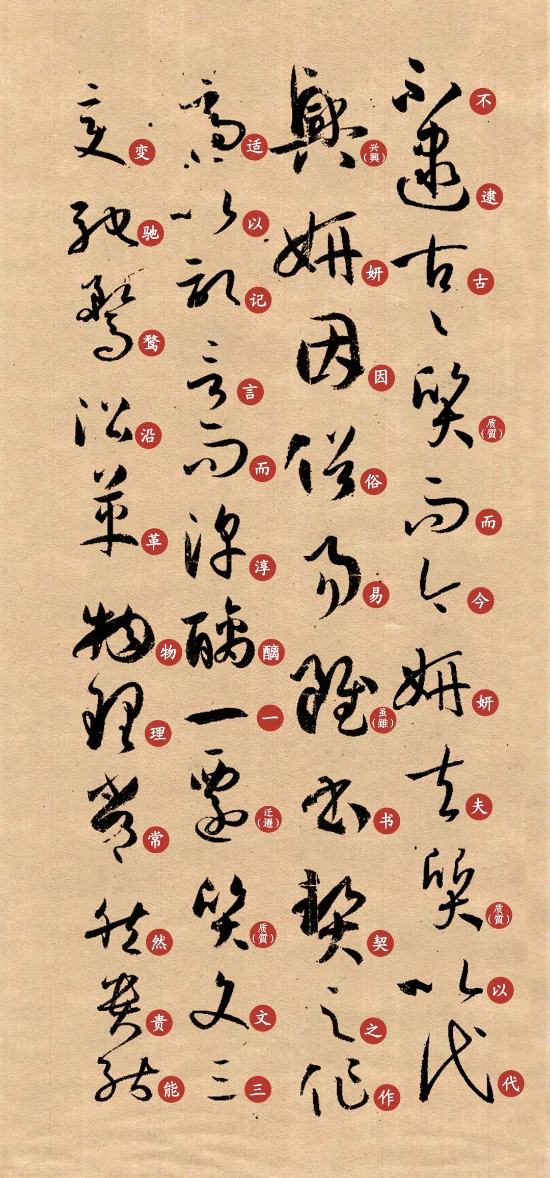 殿堂级草书范本《书谱》,四列再编排 释字之一,赶紧收藏学习!