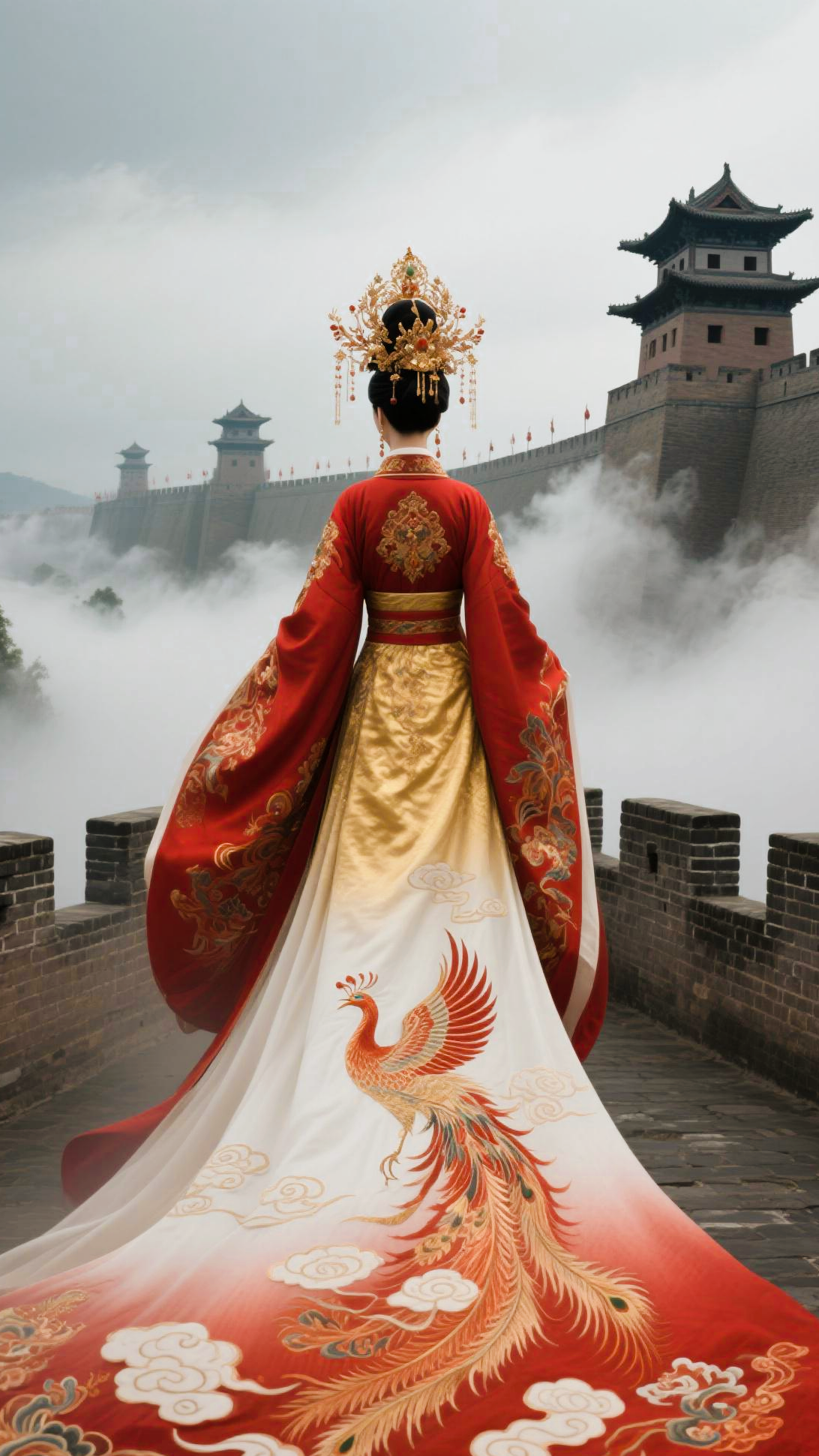 城墙上的凤袍女王气场全开