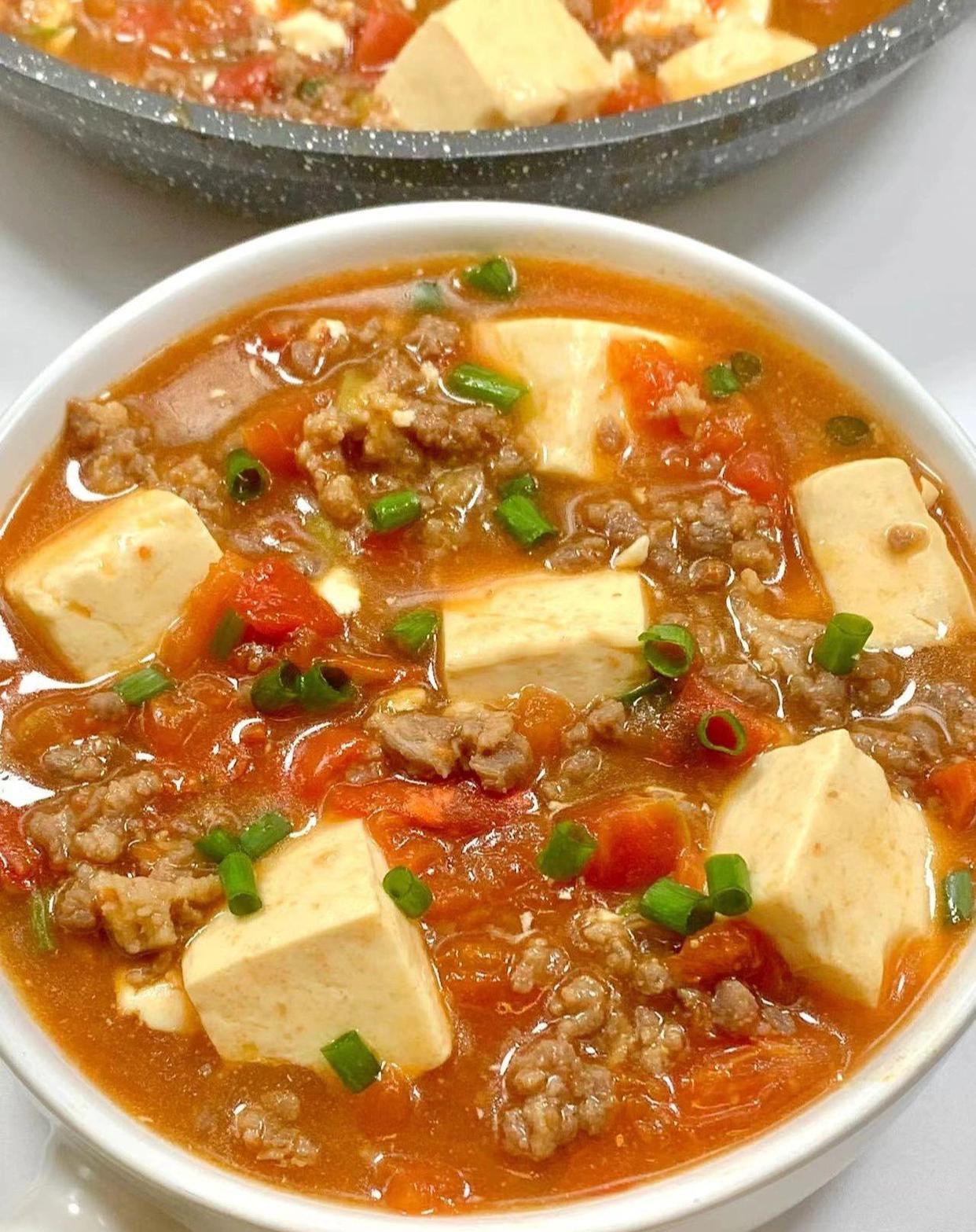 减脂家常菜番茄肉末豆腐