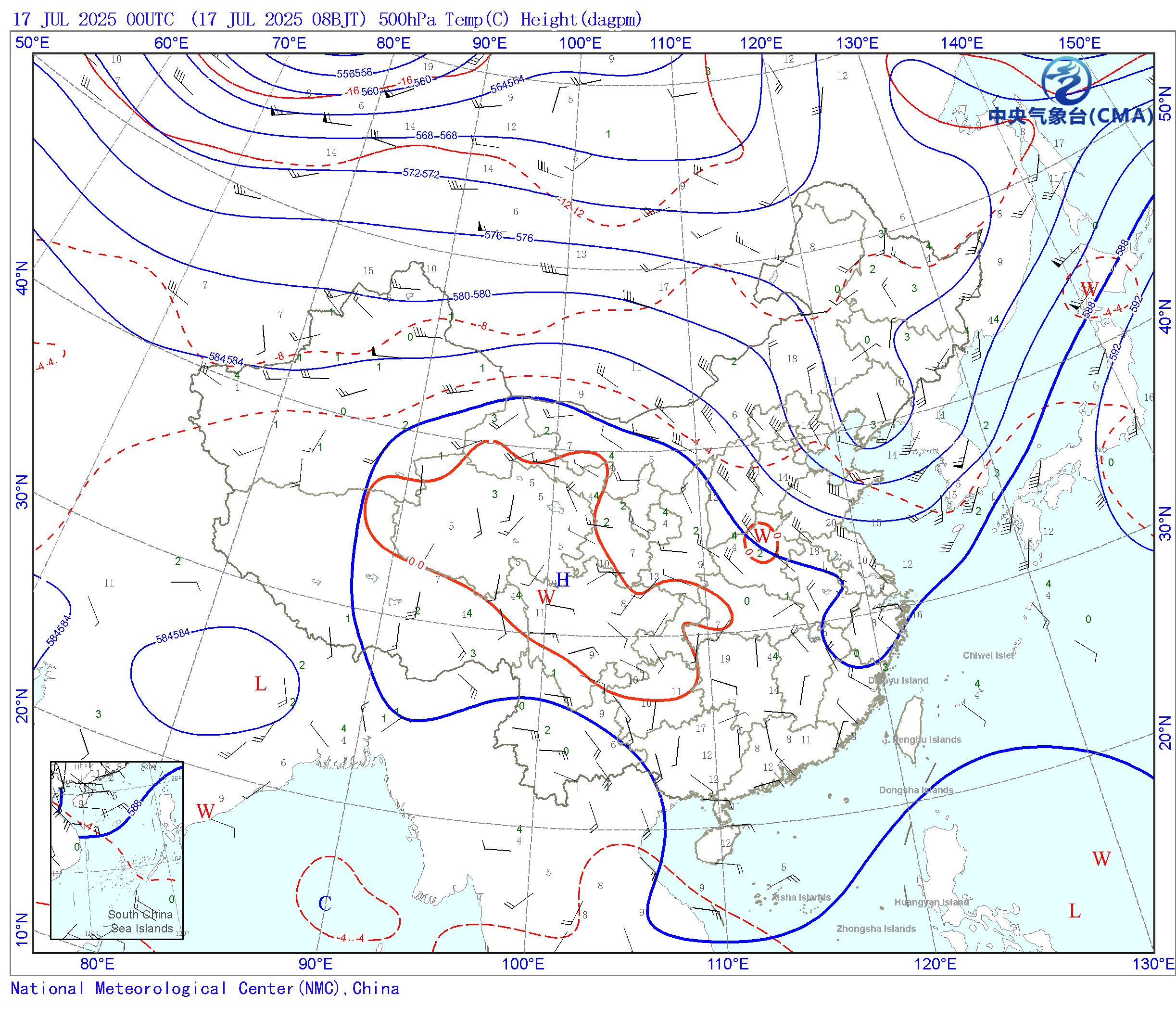 受大陆高压和西太平洋副热带高压共同影响,今天重庆除东南部外