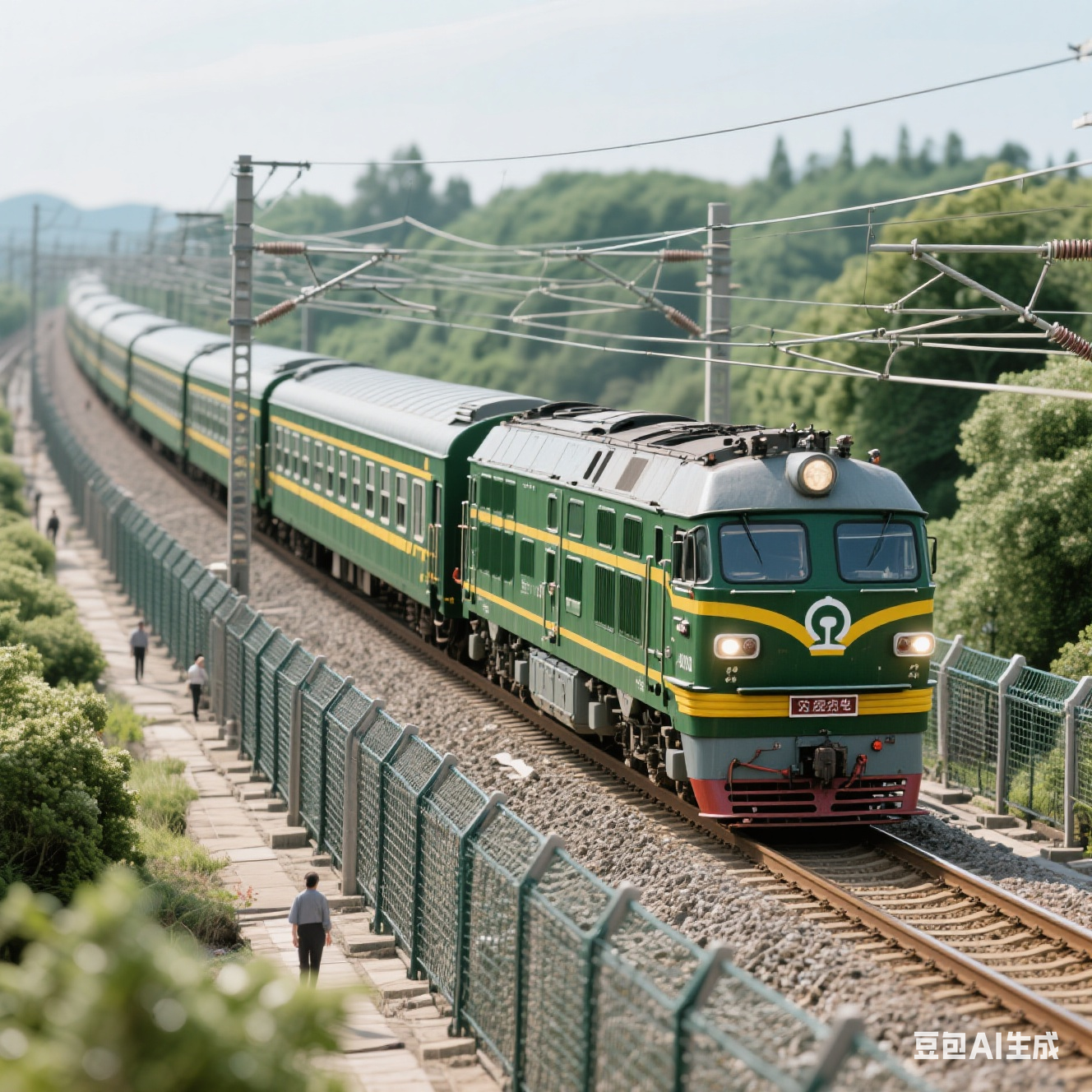 东风4b武警与西瓜,牵引绿皮大列是最好看的.浓浓的内燃气息