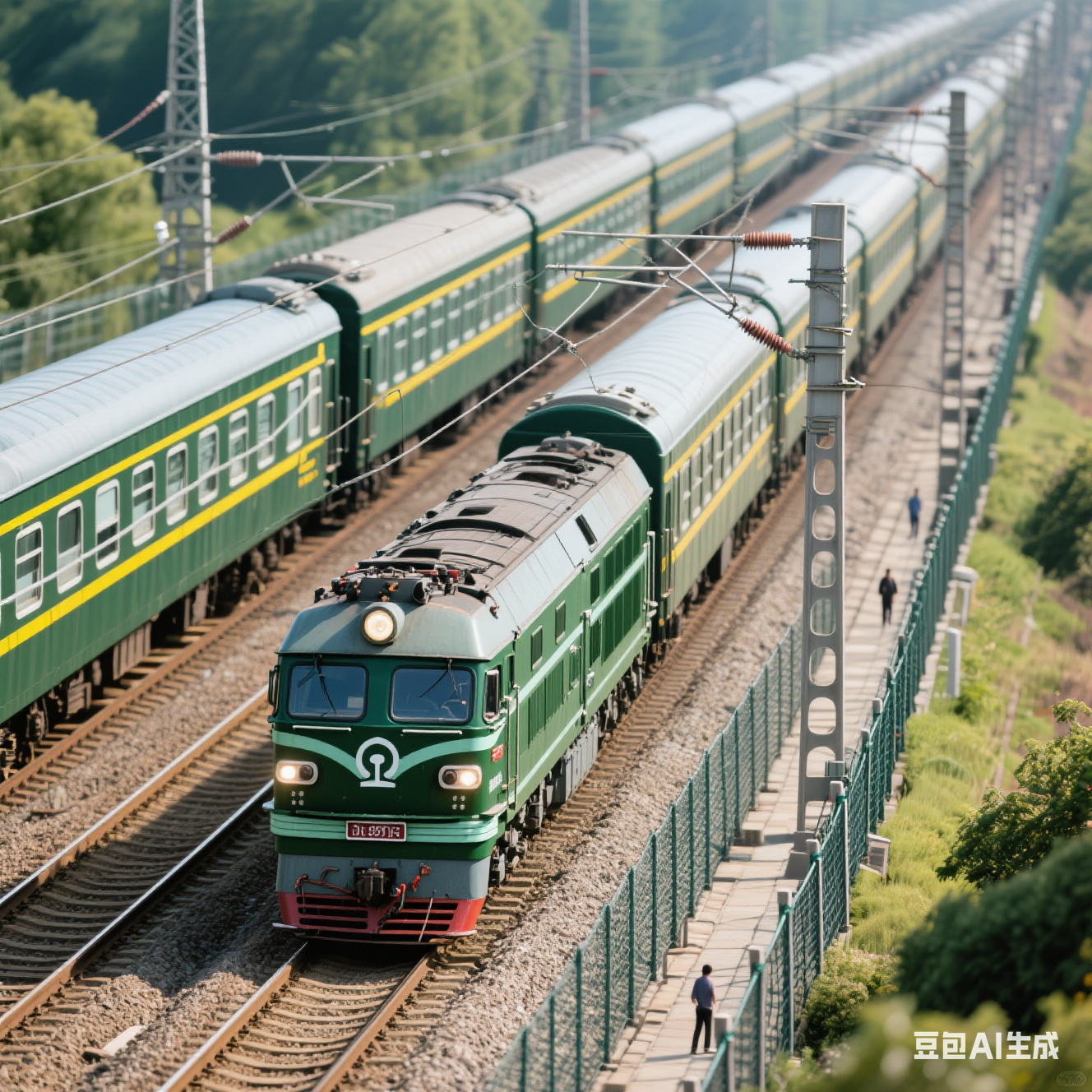 东风4b武警与西瓜,牵引绿皮大列是最好看的.浓浓的内燃气息