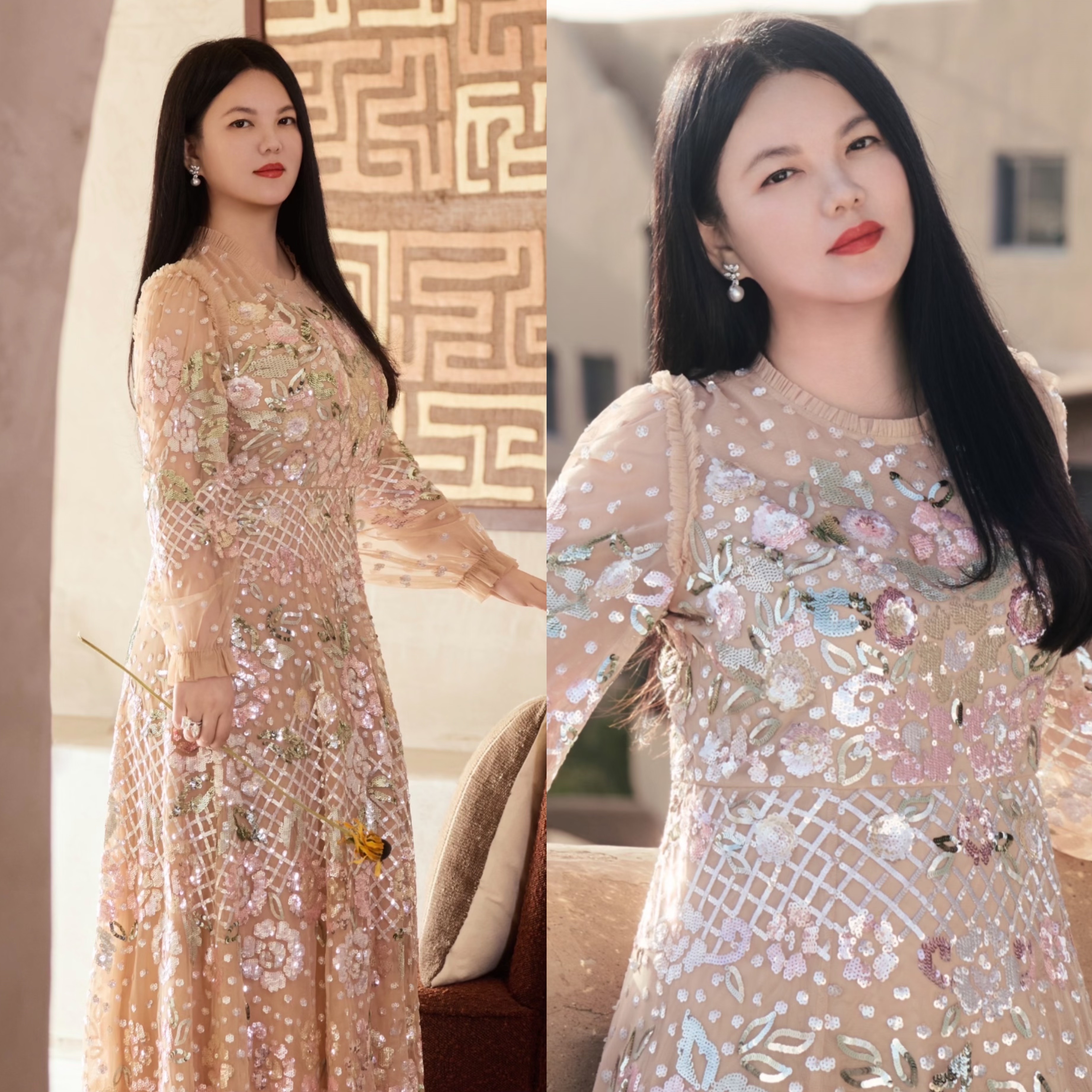 李湘晒自己的礼服照,雍容华贵气质优雅