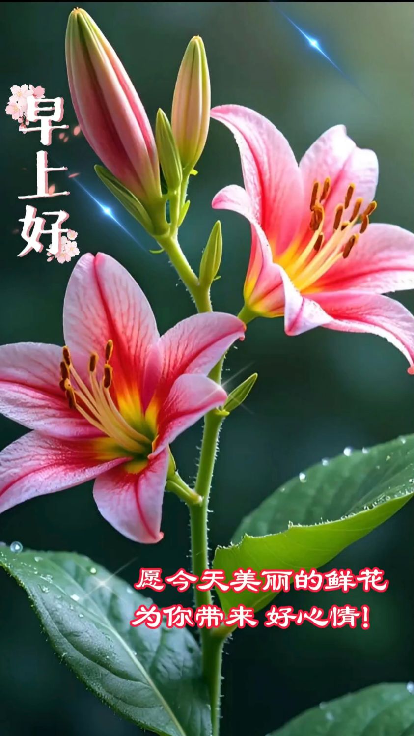 早上好!美丽的鲜花