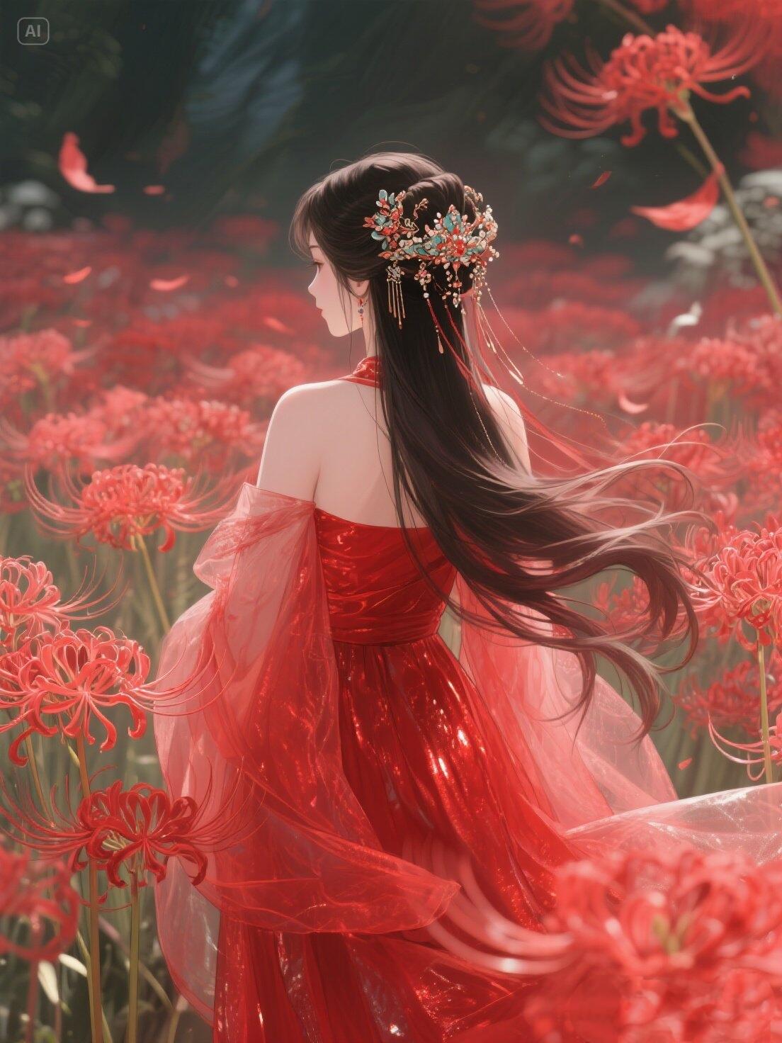 唯美古风女生头像壁纸彼岸花开