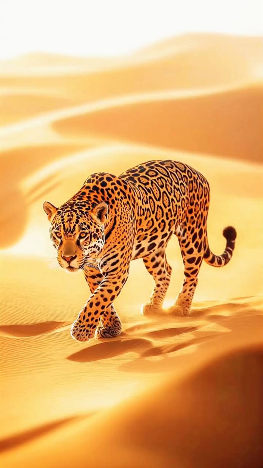 沙漠中的豹子,霸气与美丽并存,引人注目!