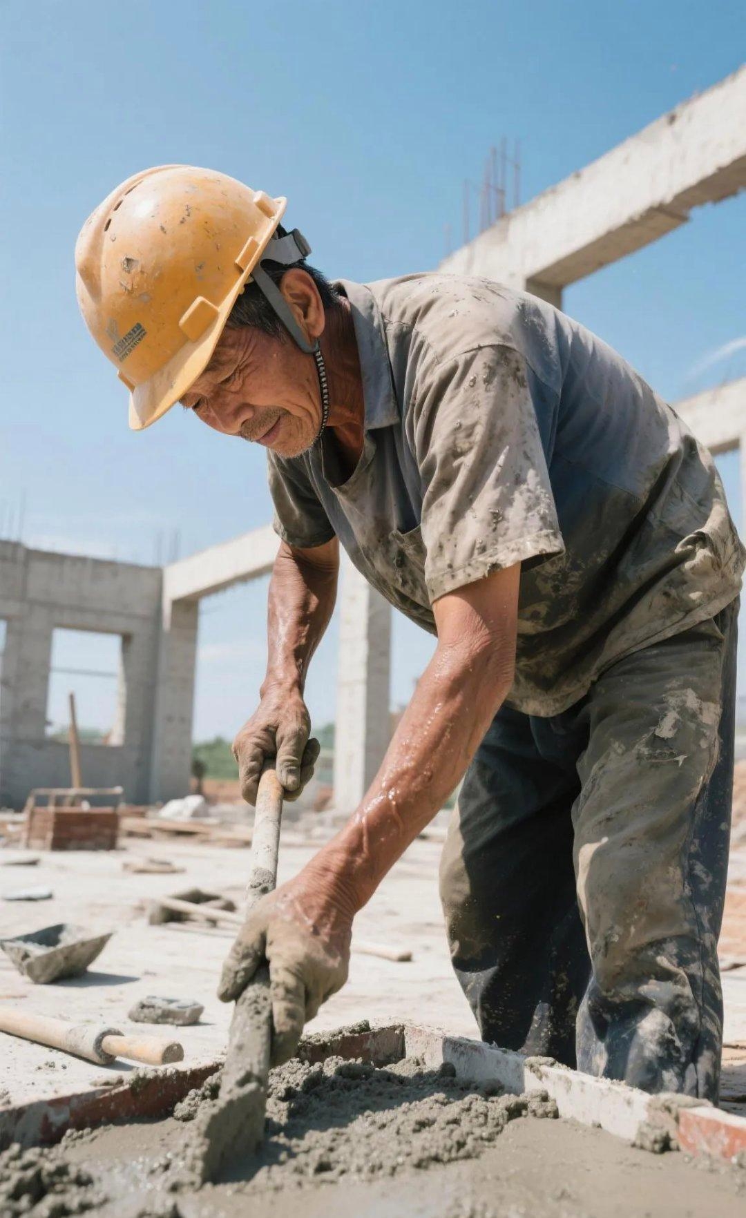 老板在街头找了几个等活的农民工,叫他们来工地打混凝土,谈好一天400