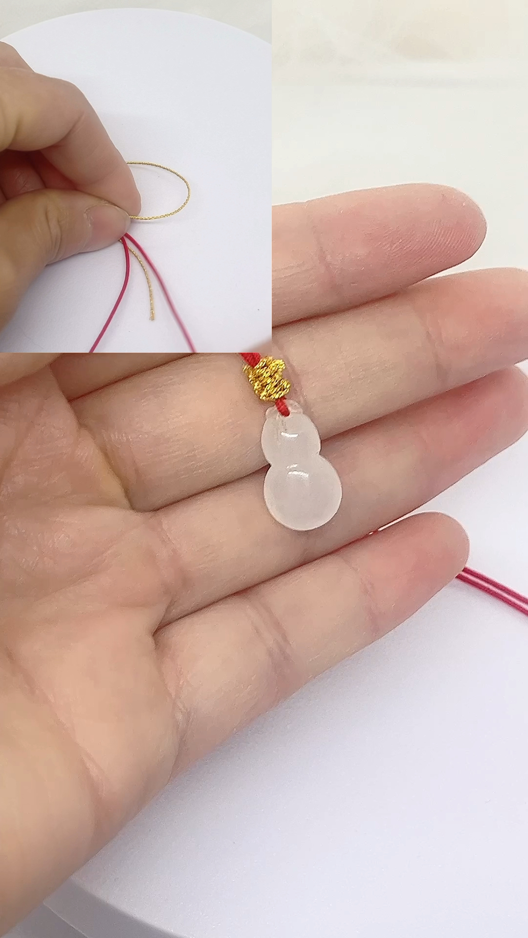 葫芦吊坠简单编法,实用易学#吊坠编绳#吊坠玉石#手工制作