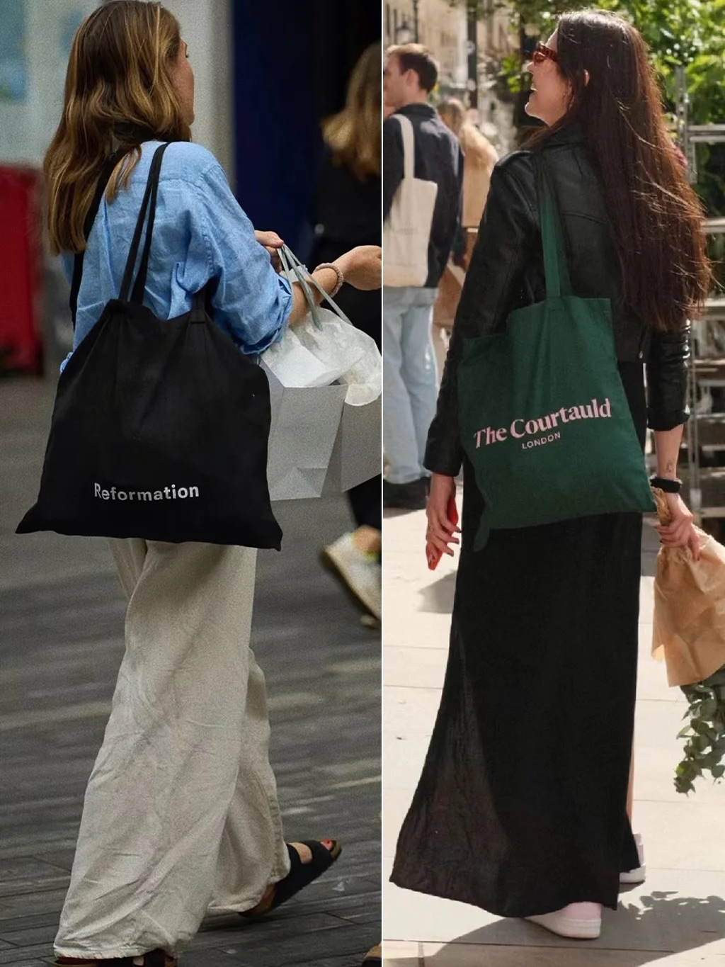 这样背起来更加的慵懒有merci手提小号帆布包街拍穿裙子背布包好看