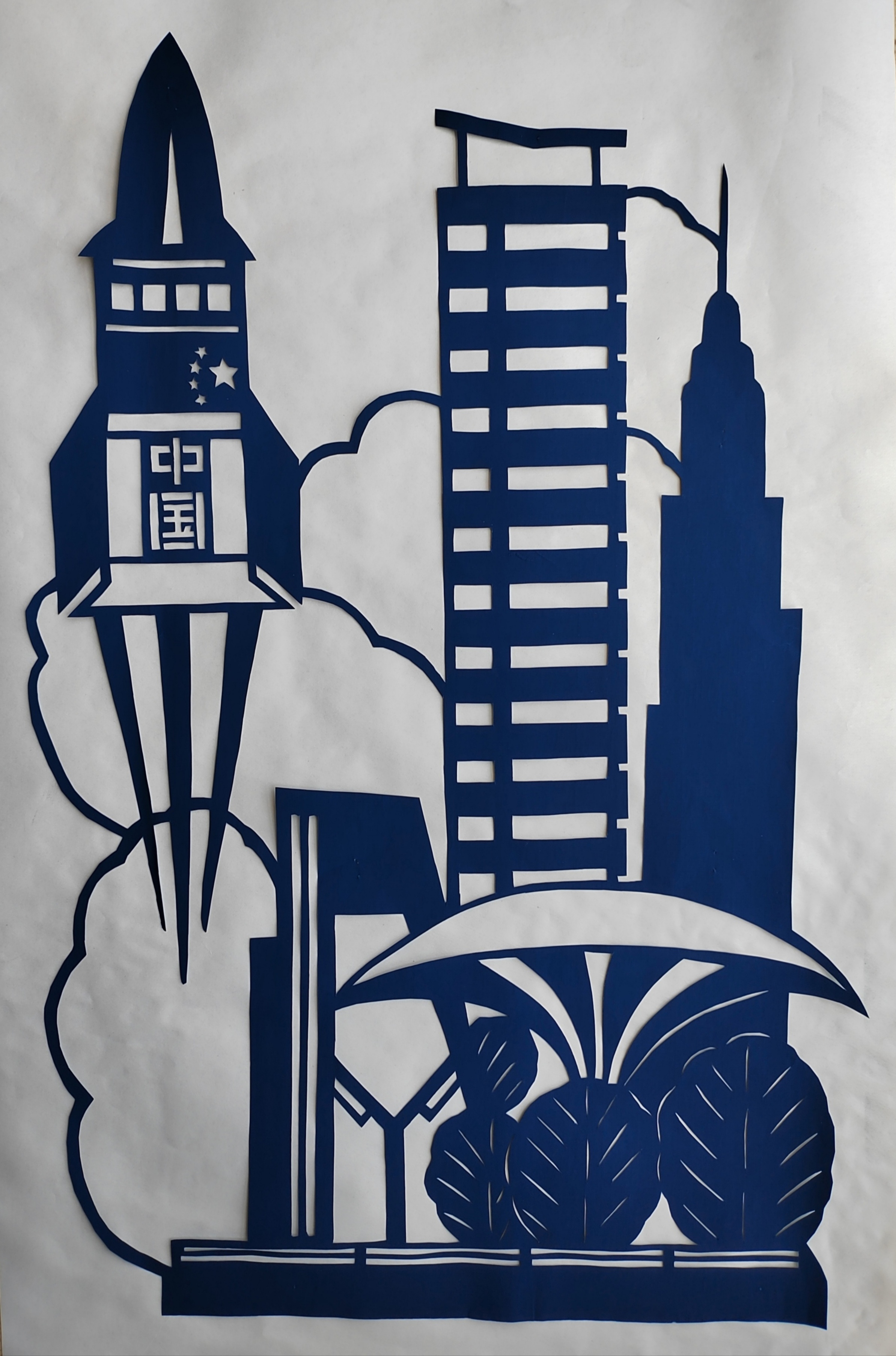 愿我们伟大的祖国繁荣昌盛,航天科技世界领科技剪纸作品图片以科技为