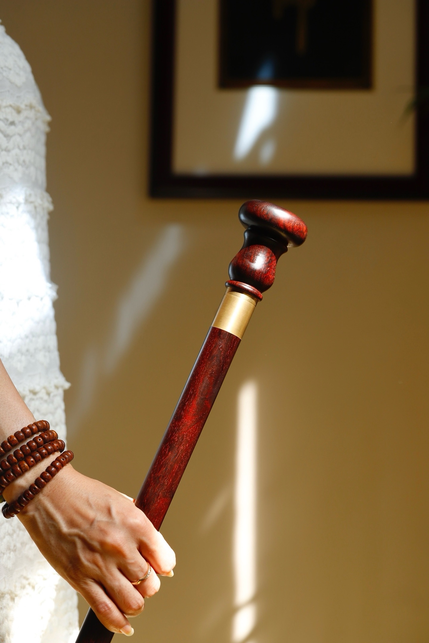 小叶紫檀【圆头拐杖】文人