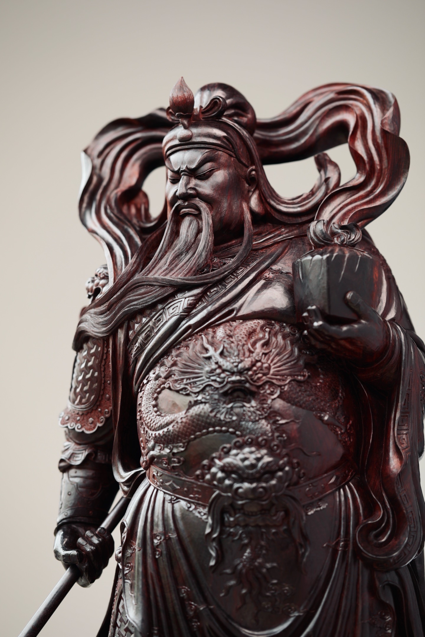 【关公 | 伽蓝菩萨—印度小叶紫檀清刀全品造像】 甄选印度野森林醇厚
