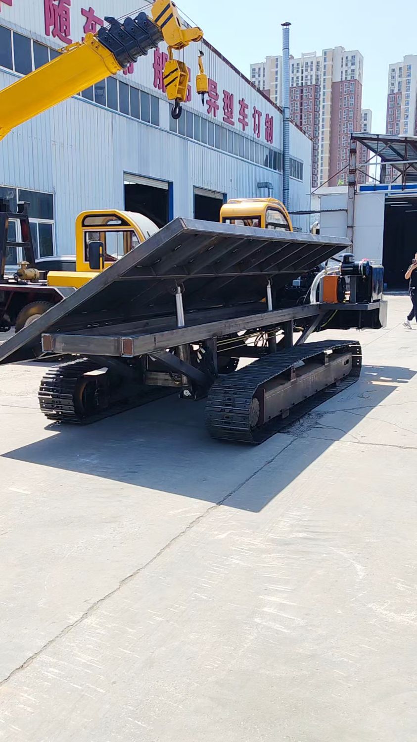 10吨钢制履带平板车 液压行走链轨平板运输车