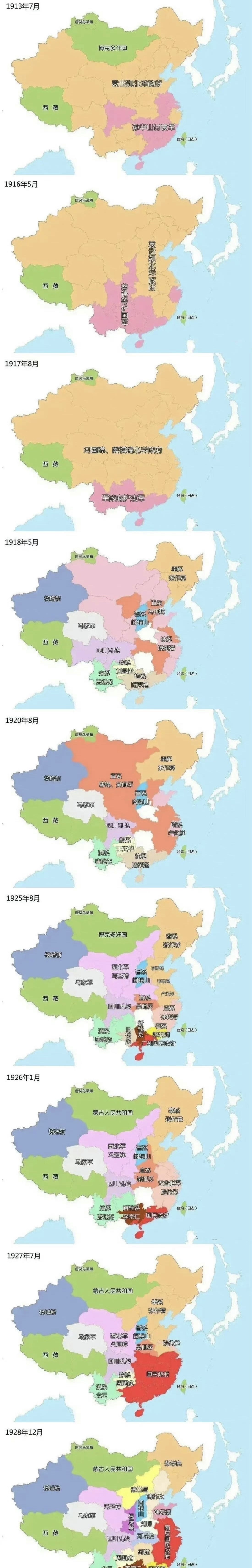 民国时期各个地方的军阀势力范围