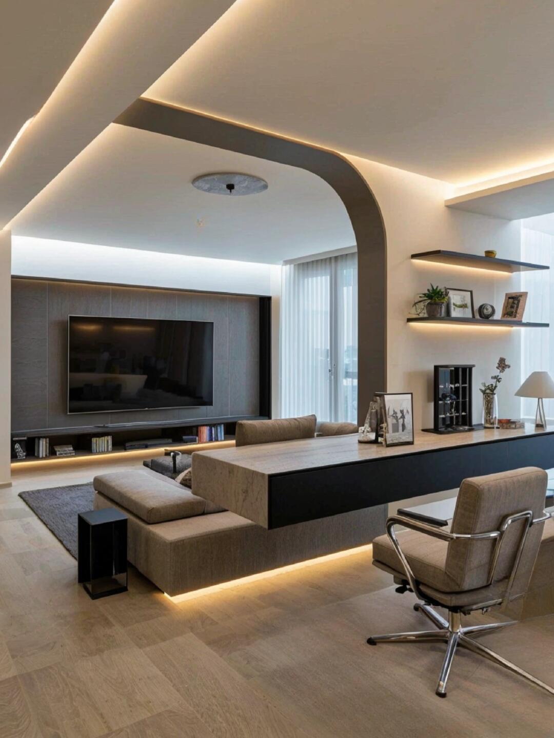 客厅书房一体化,这设计我能炫一辈子!