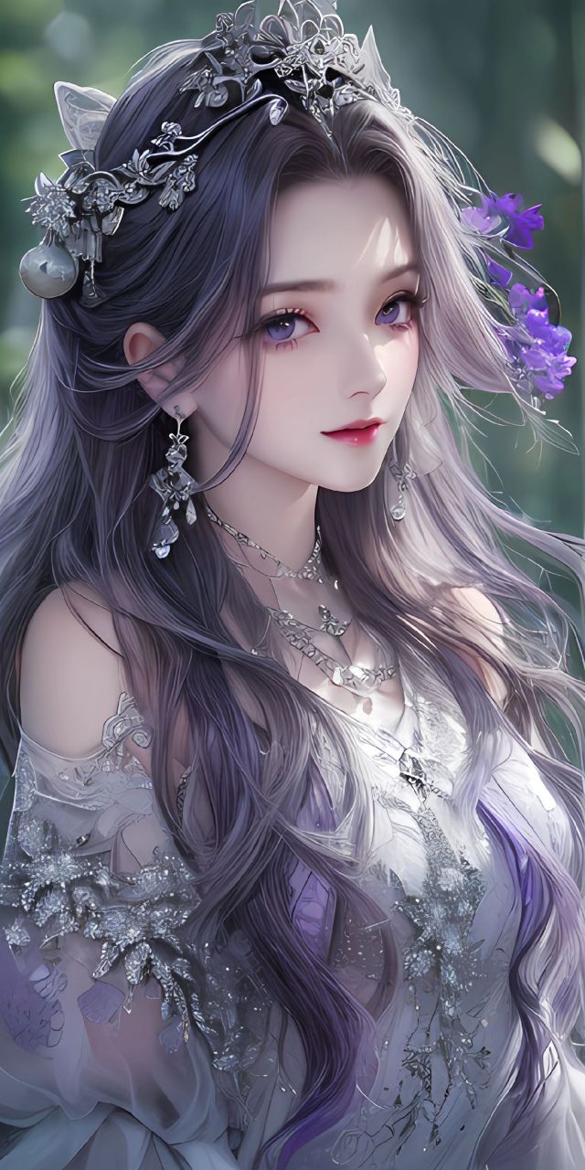 二次元美女壁纸,蓝色系,白色系,紫色系