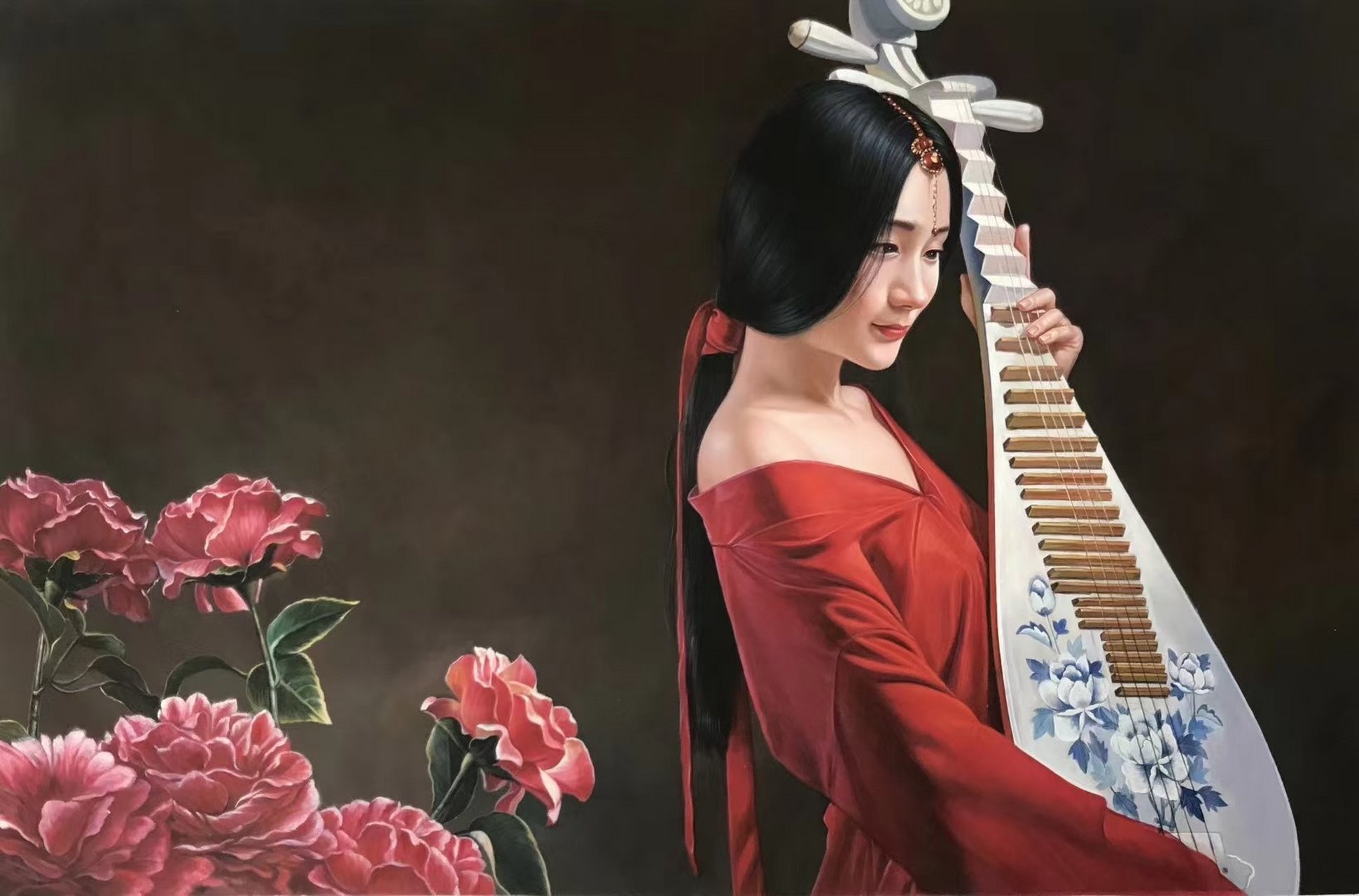 油画手绘古装美女,希望大家喜欢.#降温也要时髦营业