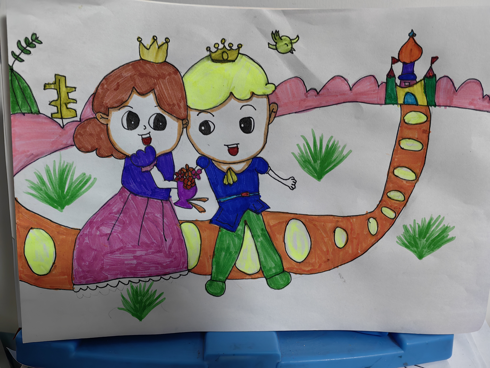 大班画画 公主和王子