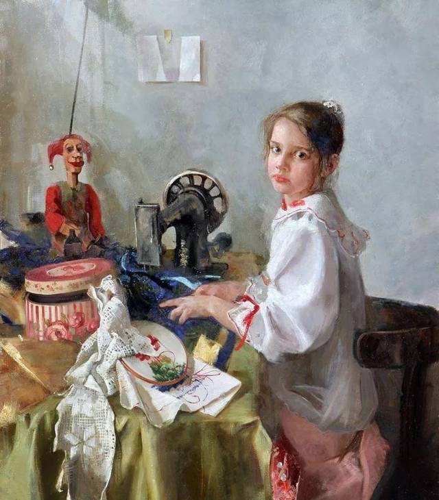 俄罗斯女画家娜塔莎笔下的女孩—色彩绚丽,具有民族风情