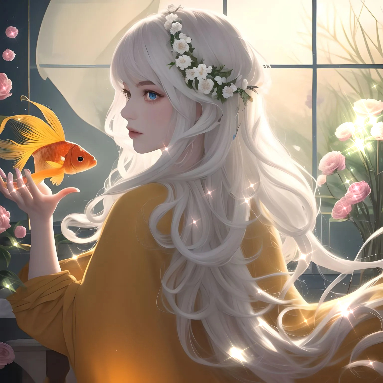 金鱼姬女生头像,ai绘画二次元少女