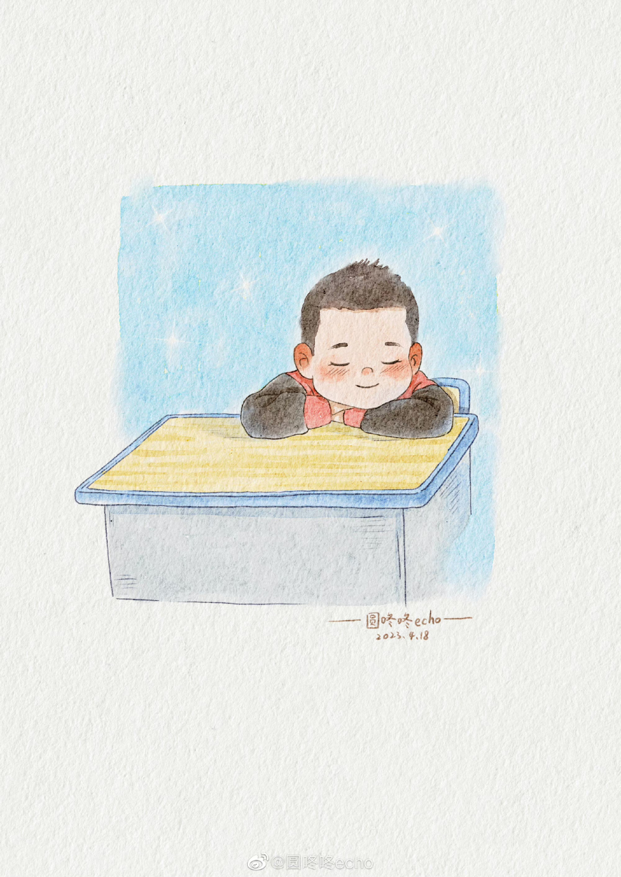 "坐这么端正都不忍叫醒他哈哈哈".