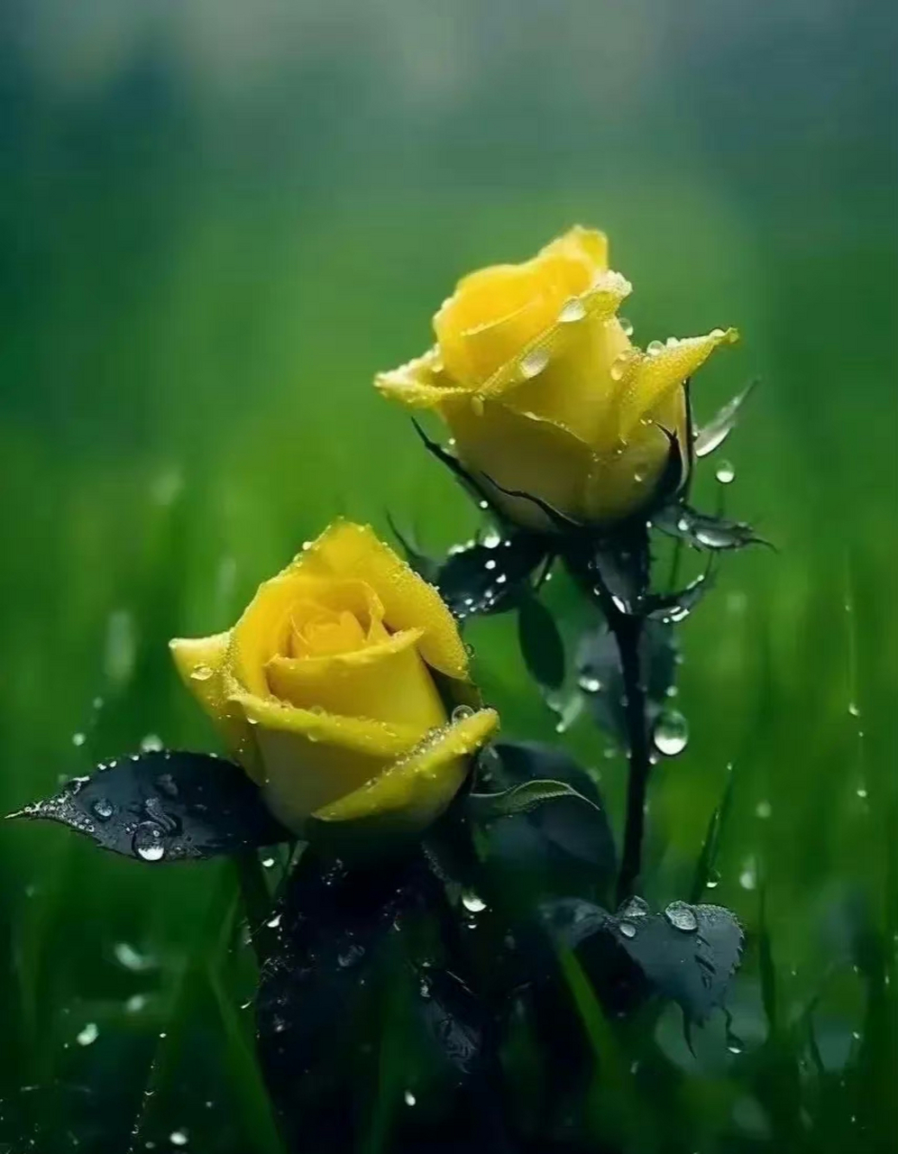 雨中玫瑰,尽情绽放,花香迷人,美到心醉!