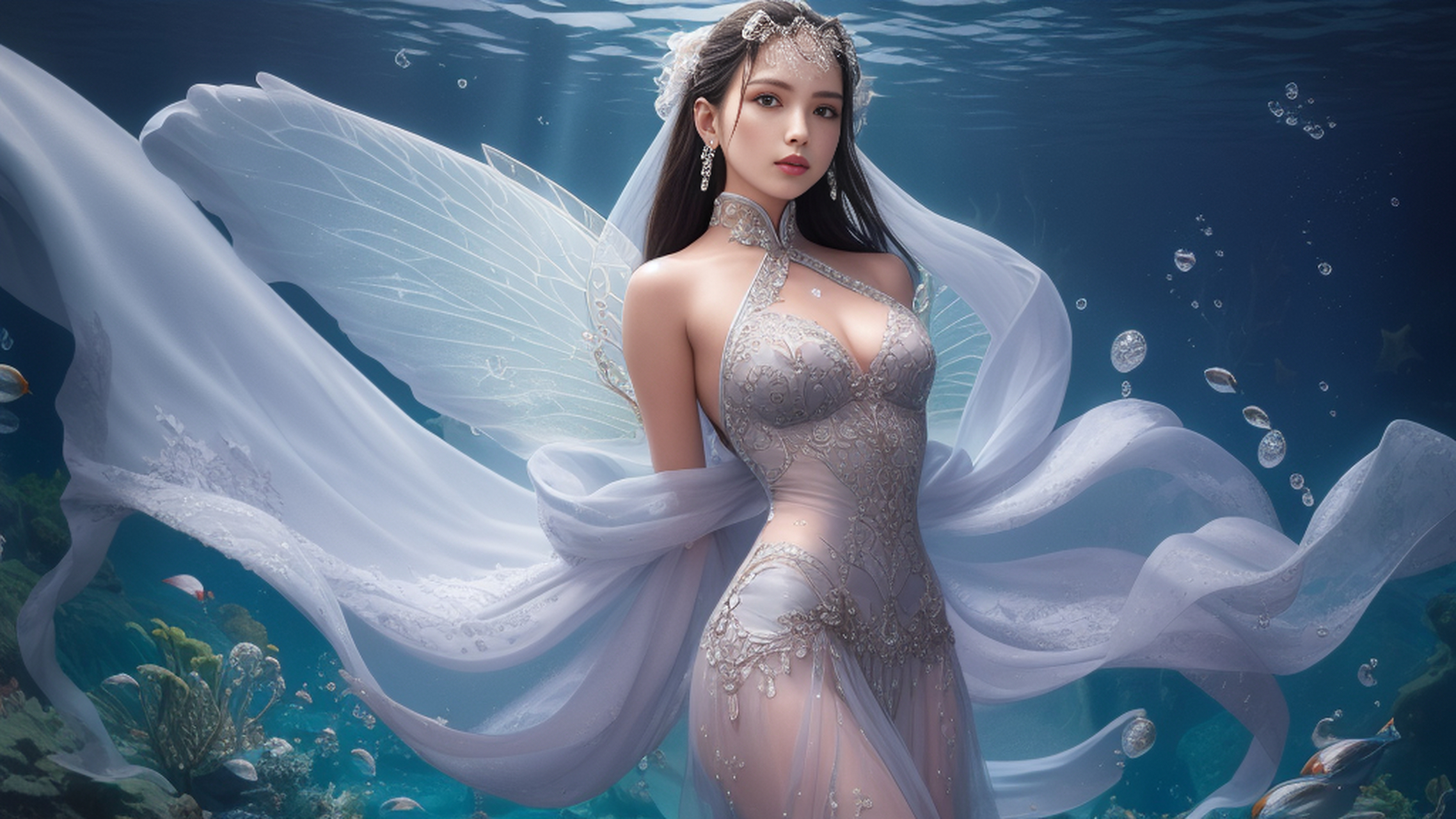 【ai绘画】星海科幻[2k]海底鱼美人 水魔法公主 柔情似水