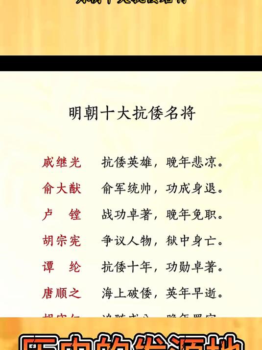 明朝十大抗倭名将