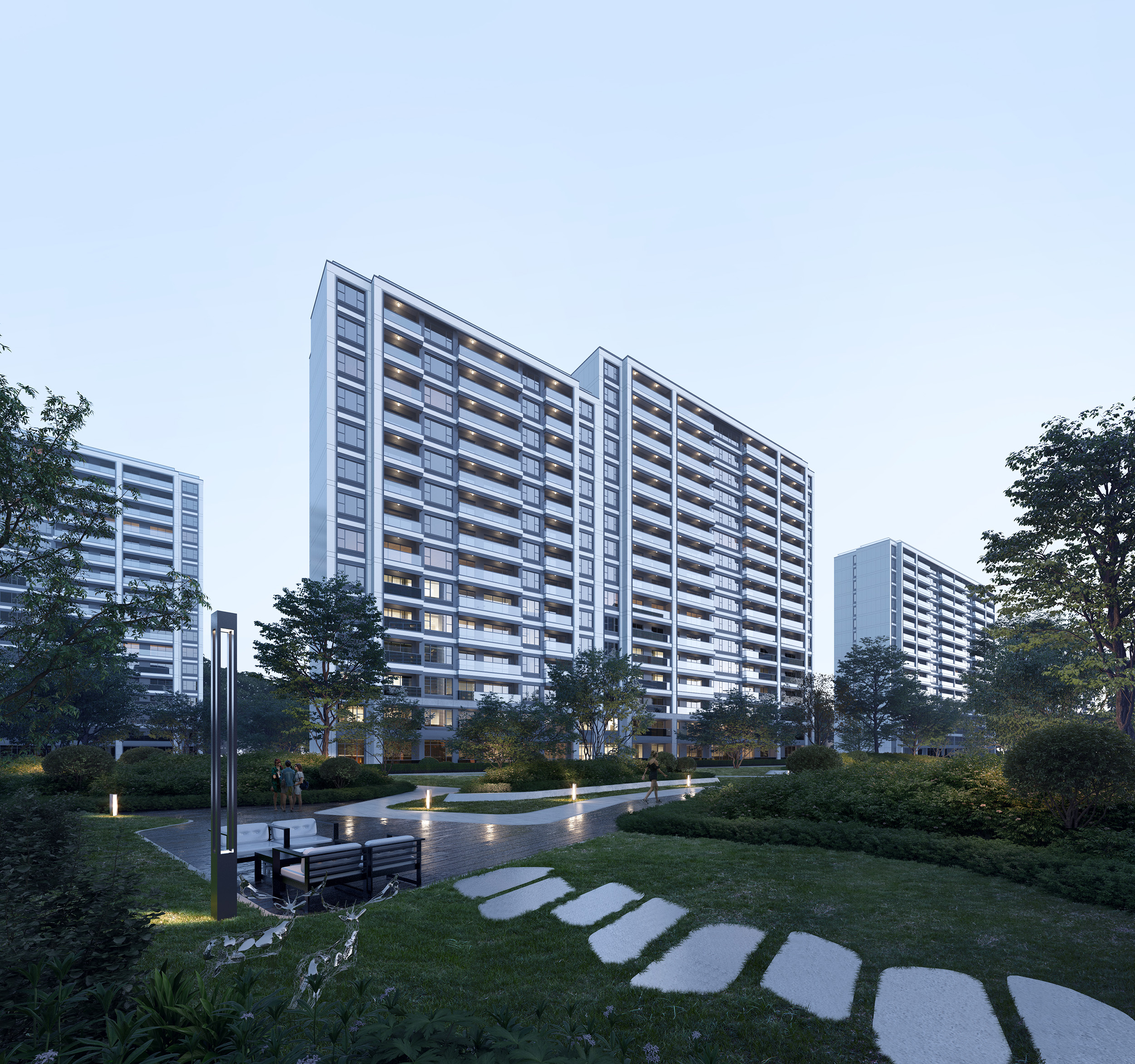 一套住宅小区效果图案例