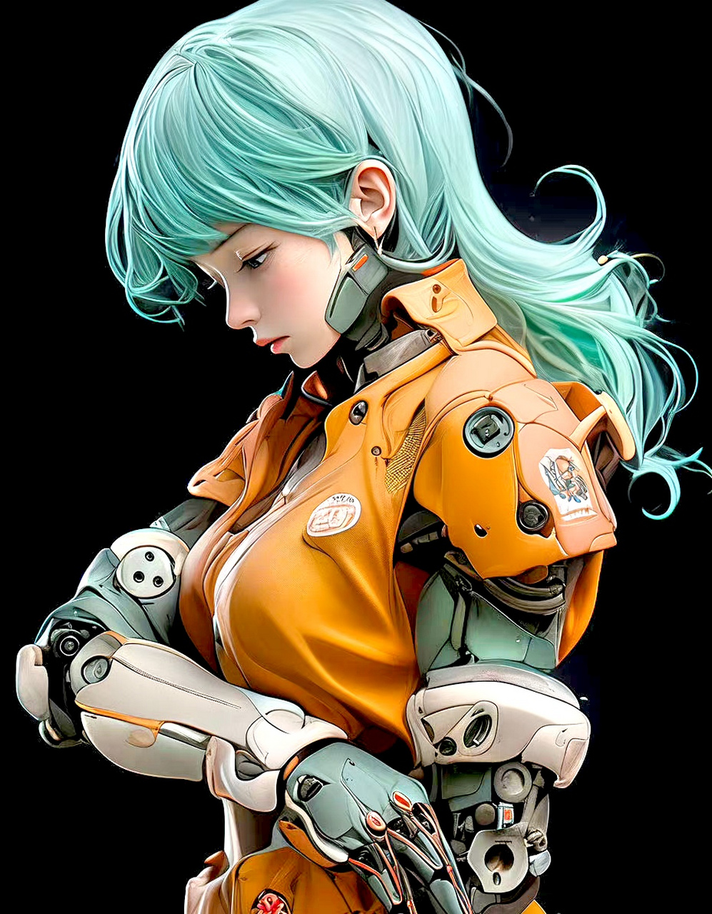 一组ai生成的以"赛博女孩"为主题的插画,by midjourney.